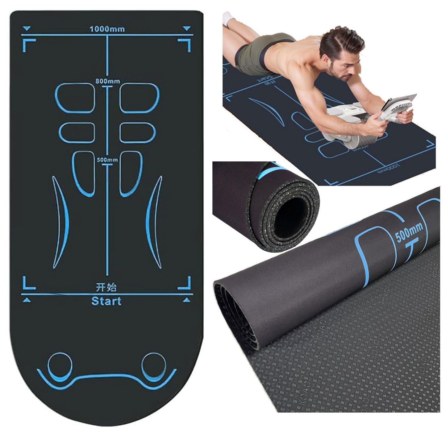 Non-Slip 7mm Exercise & Ab Roller Mat with Bag