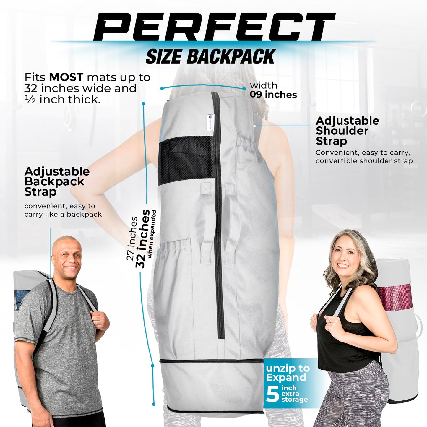 MAGNILAY Yoga Mat Bag with Adjustable Strap & Pockets