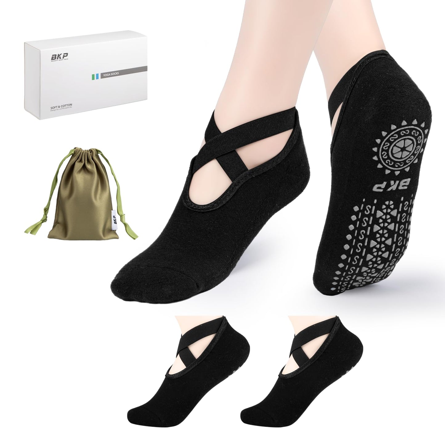 BKP Non-Slip Yoga & Pilates Grip Socks for Women