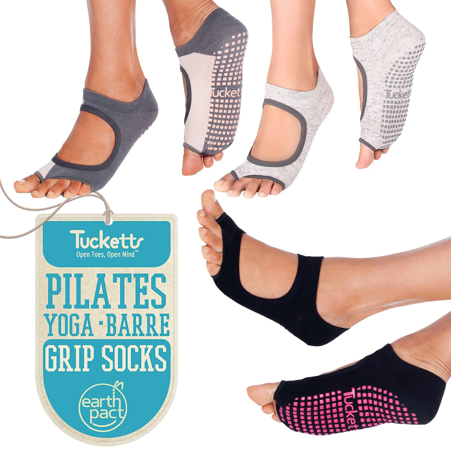 Tucketts Toeless Grip Pilates Socks for Women