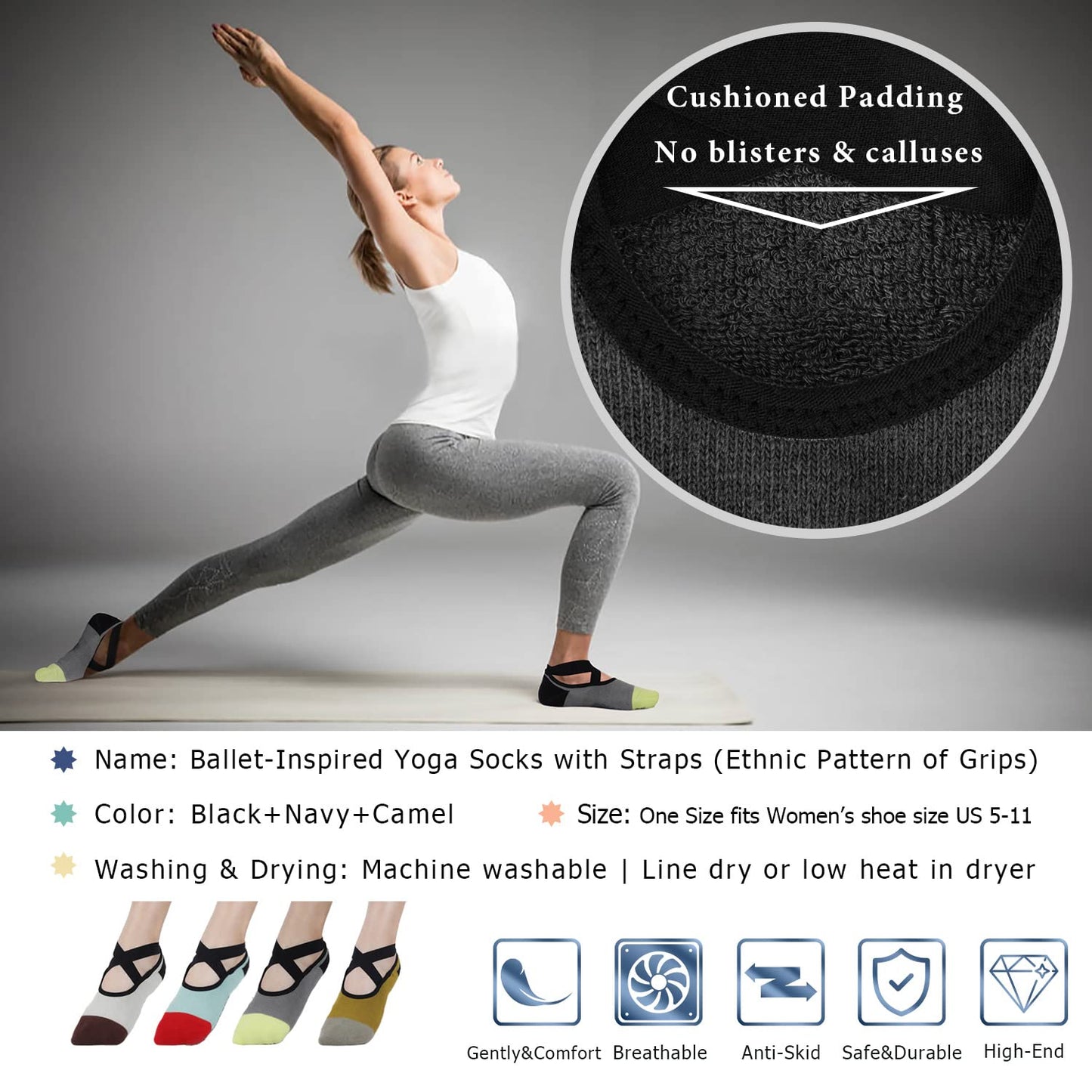 Ozaiic Non-Slip Yoga Socks for Women