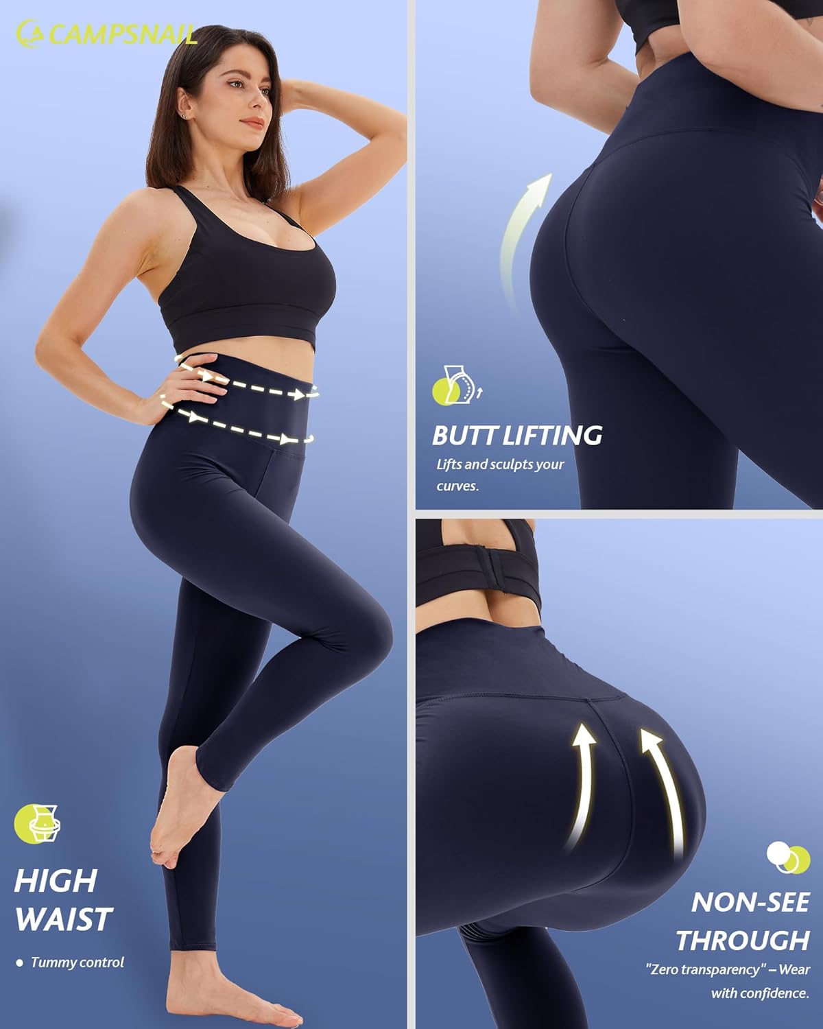 CAMPSNAIL 4-Pack Women’s High Waisted Leggings
