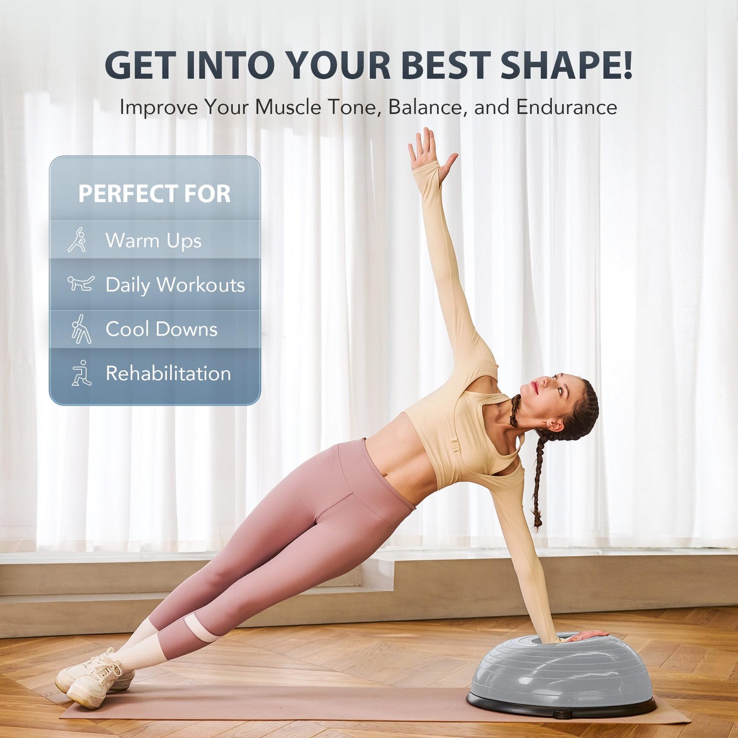 ZELUS Balance Ball Trainer with Resistance Bands