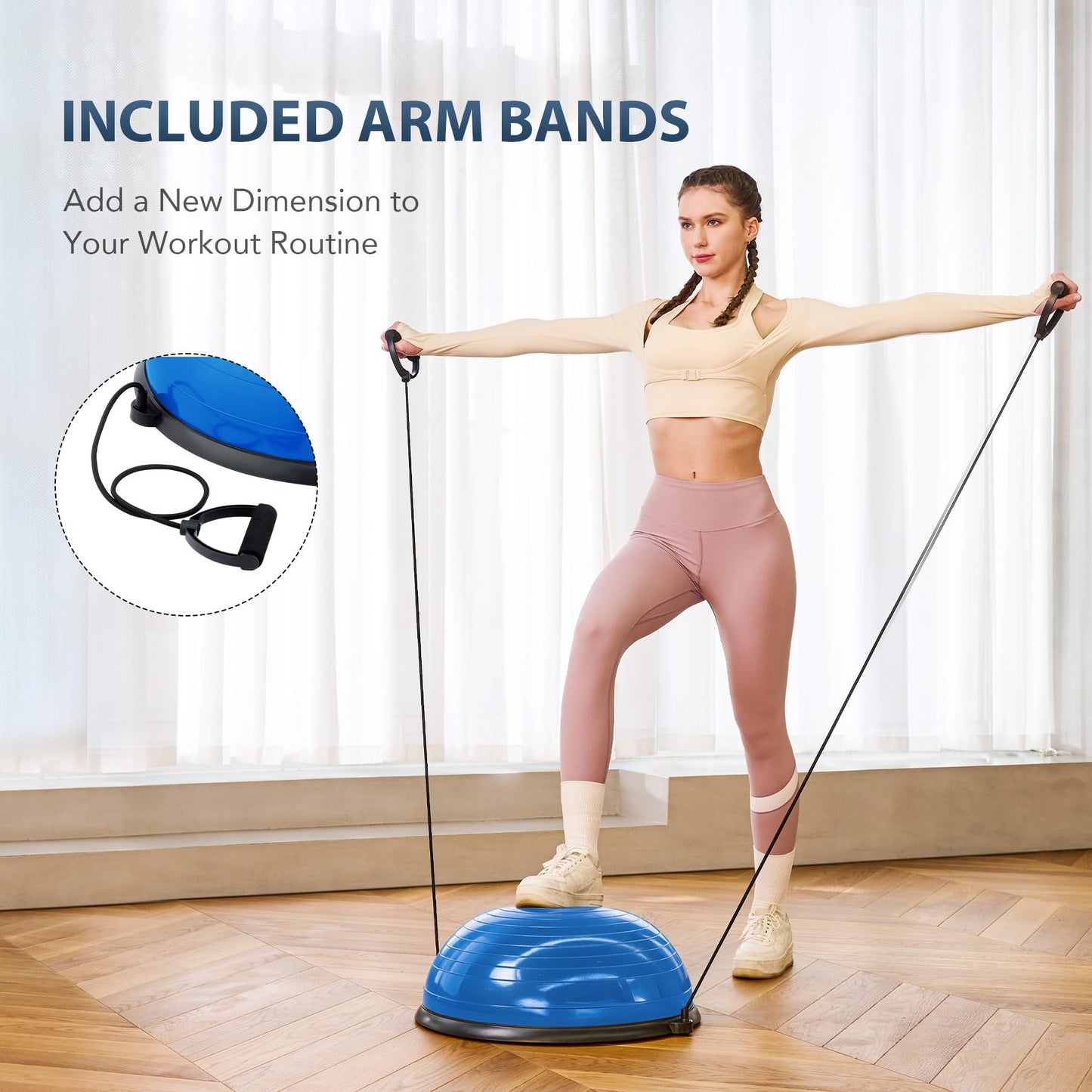 ZELUS Balance Ball Trainer with Resistance Bands