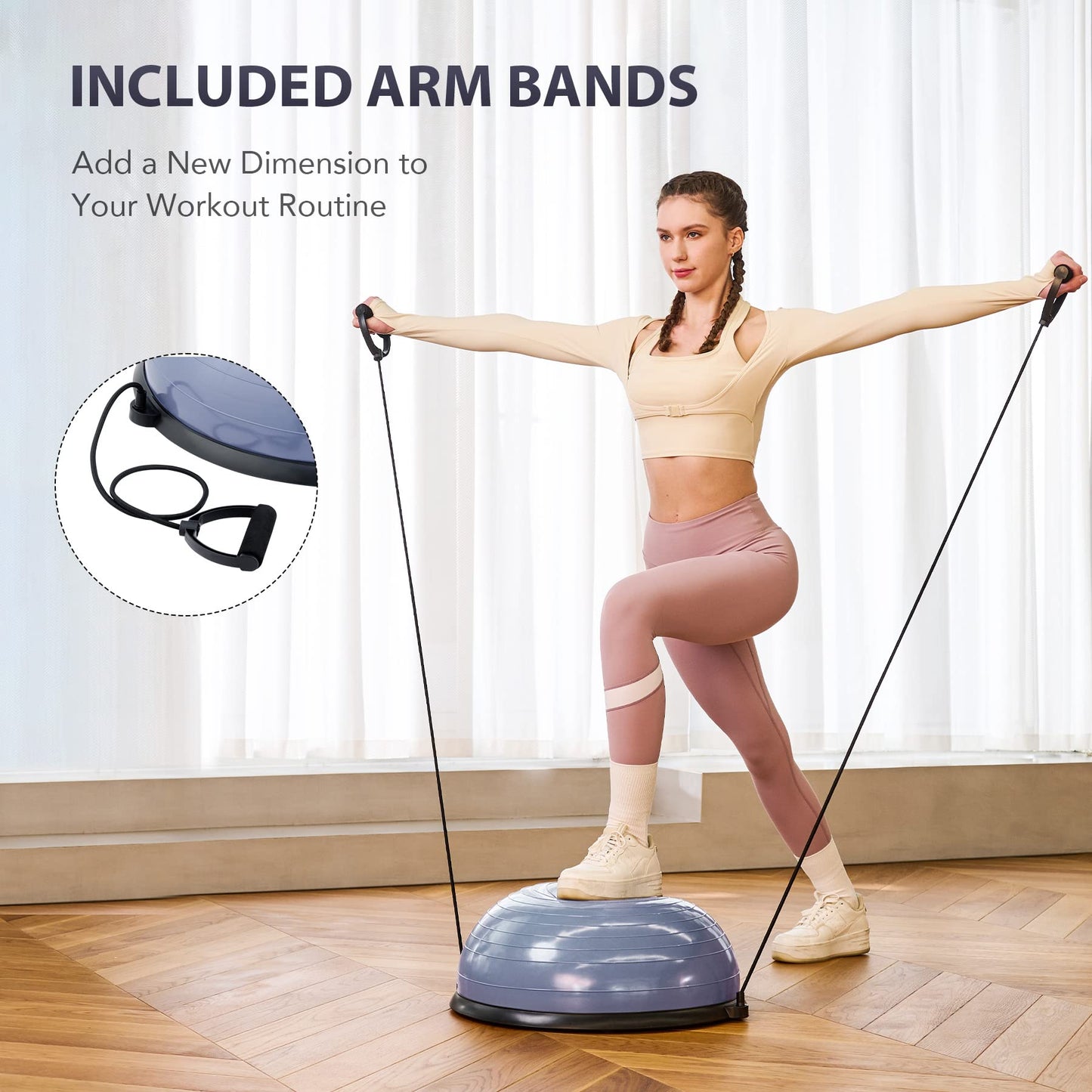 ZELUS Balance Ball Trainer with Resistance Bands