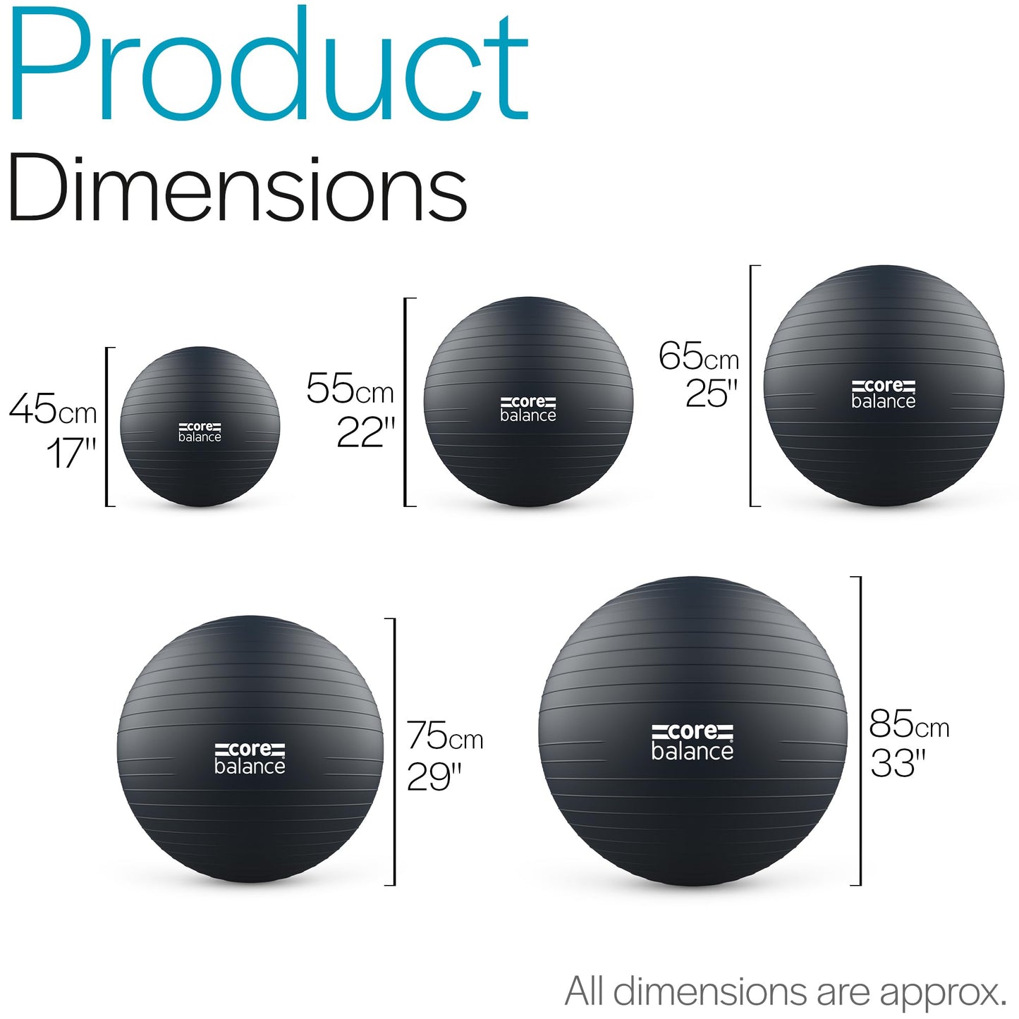 Exercise Ball – Anti-Burst, Slip-Resistant, with Pump