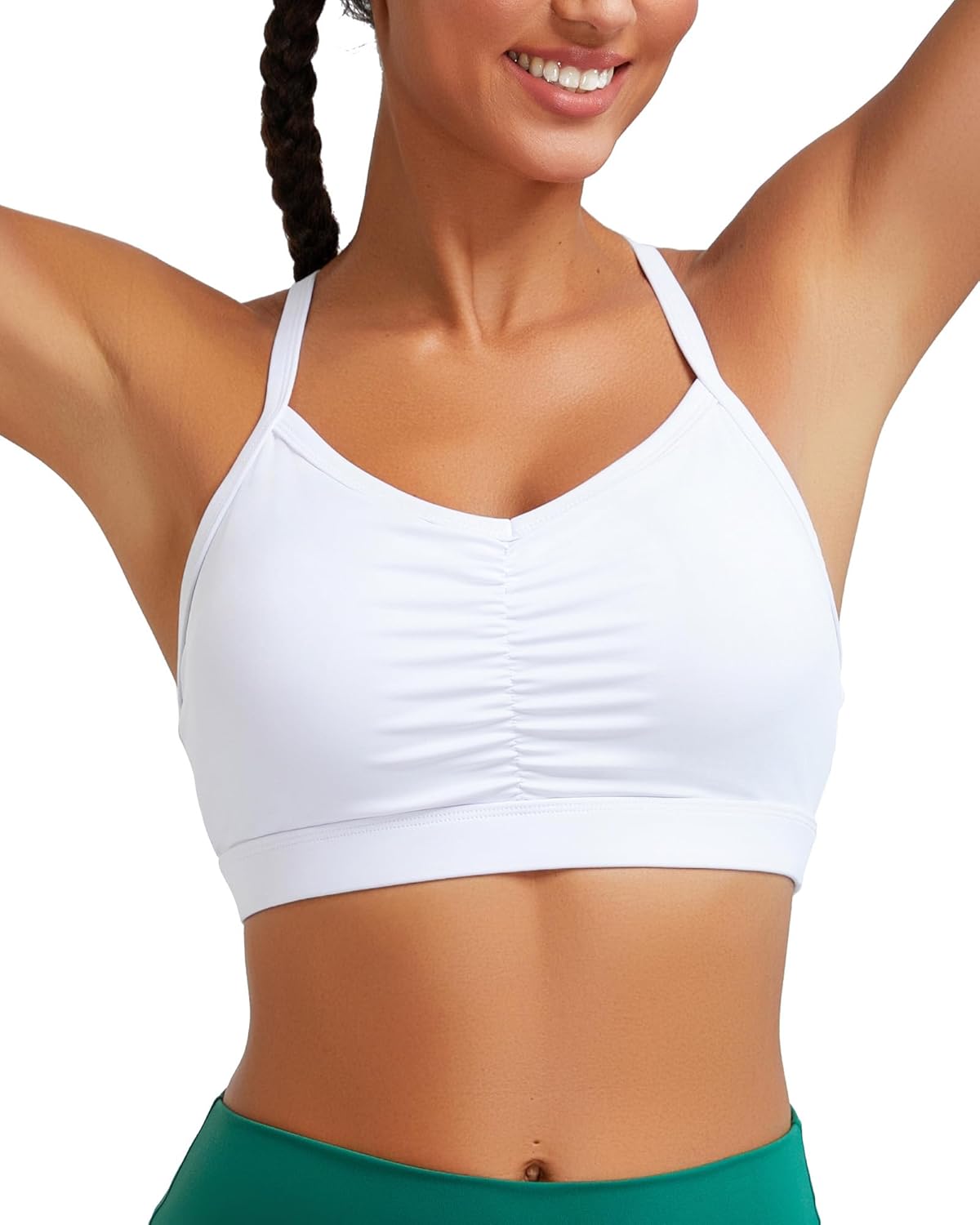 RUNNING GIRL Ruched V-Neck Sports Bra