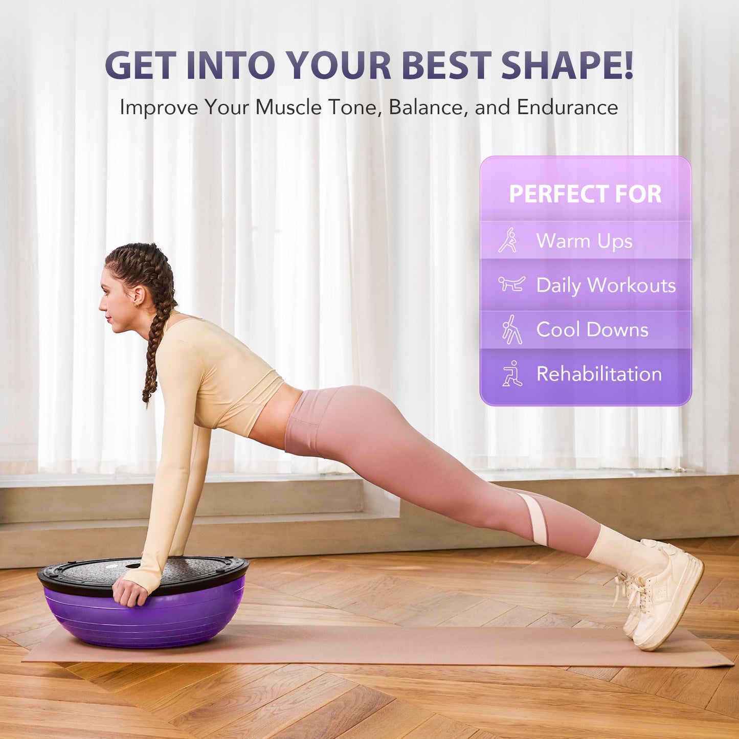 ZELUS Balance Ball Trainer with Resistance Bands