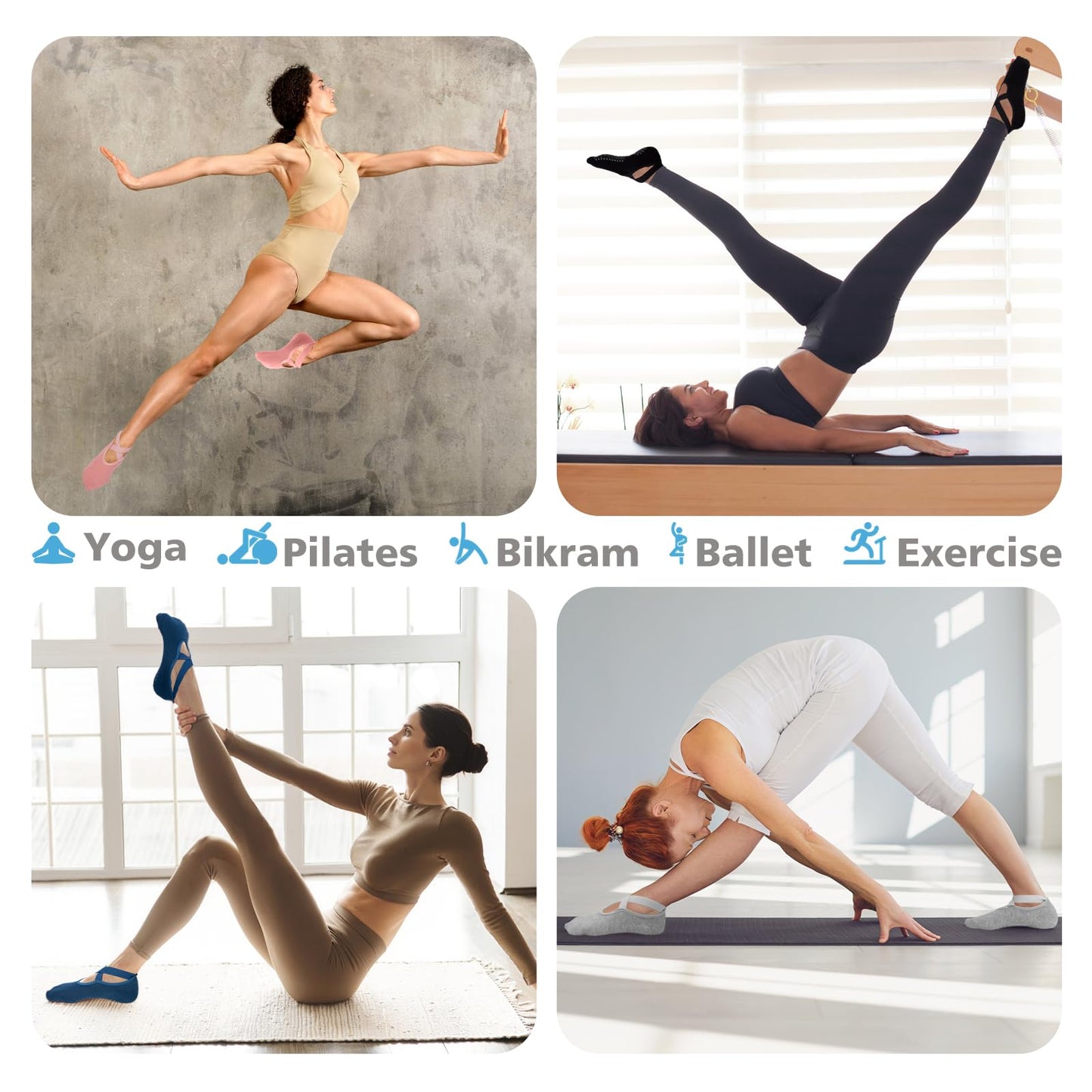 BKP Non-Slip Yoga & Pilates Grip Socks for Women
