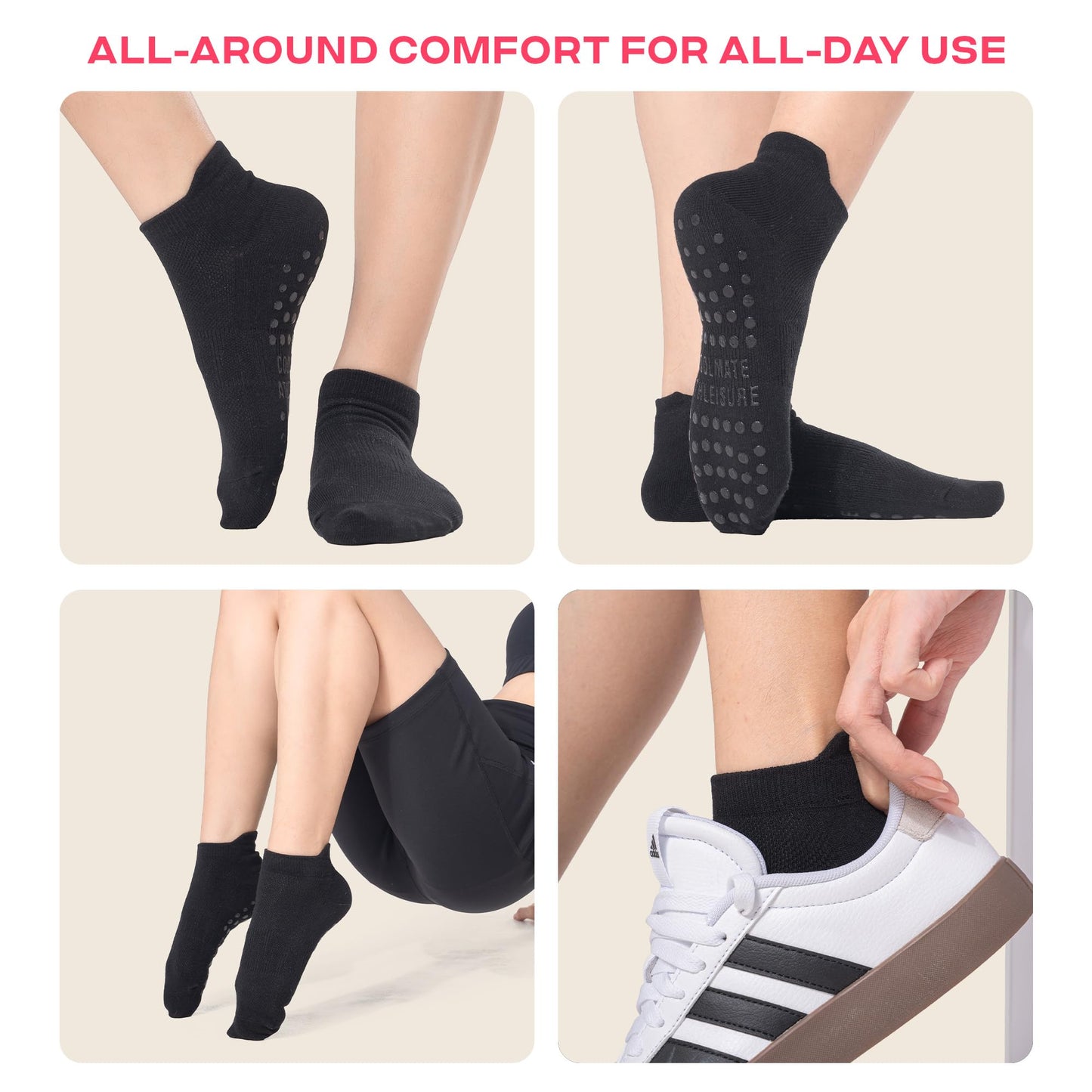 CoolMate Women’s Non-Slip Pilates Yoga Socks