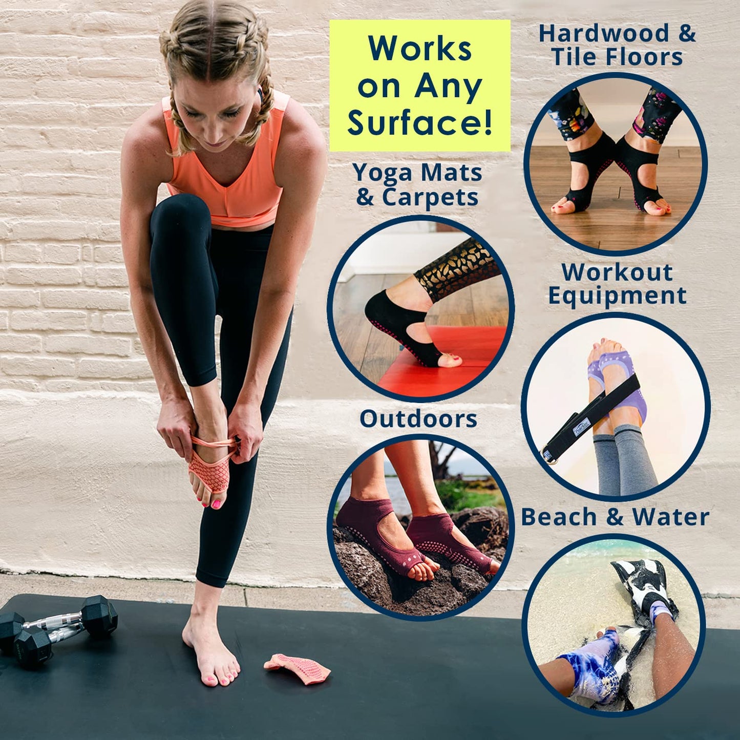 Tucketts Toeless Grip Pilates Socks for Women