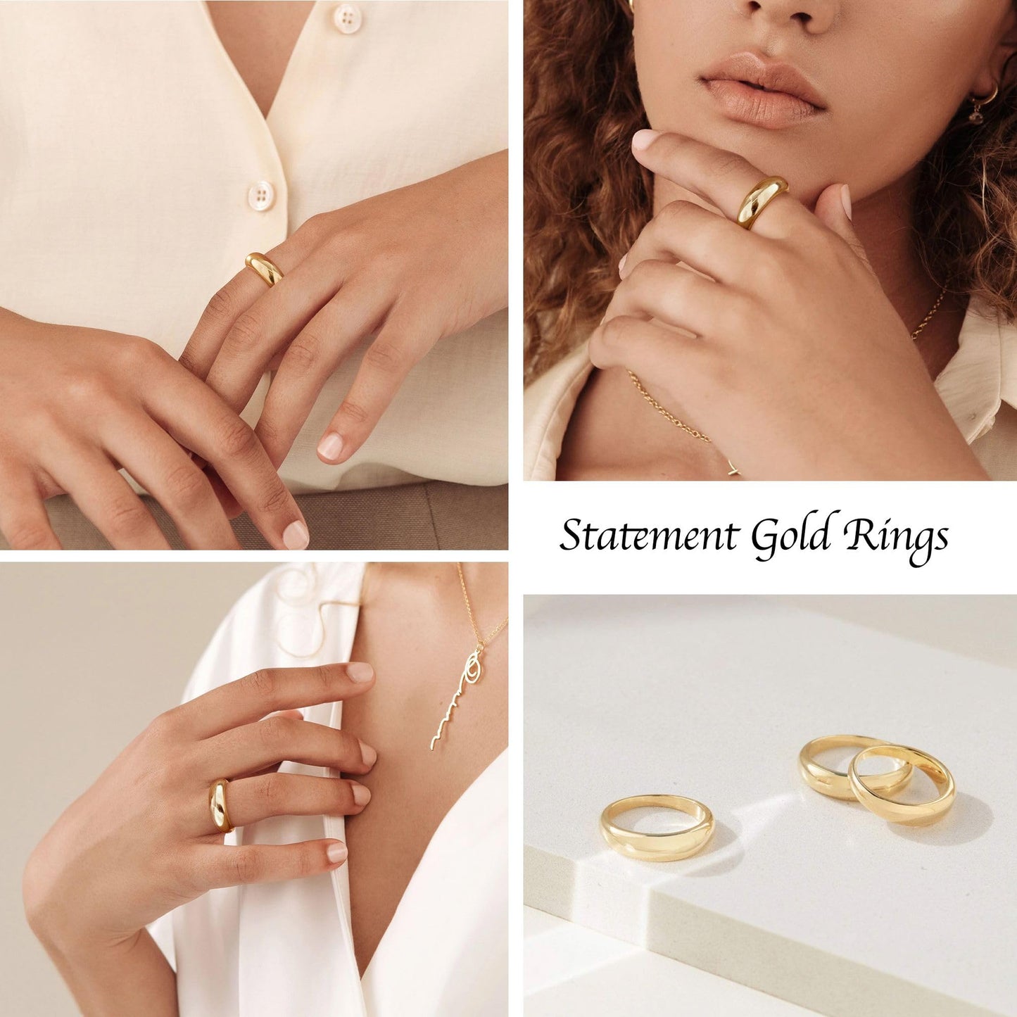Gold Chunky Adjustable Rings