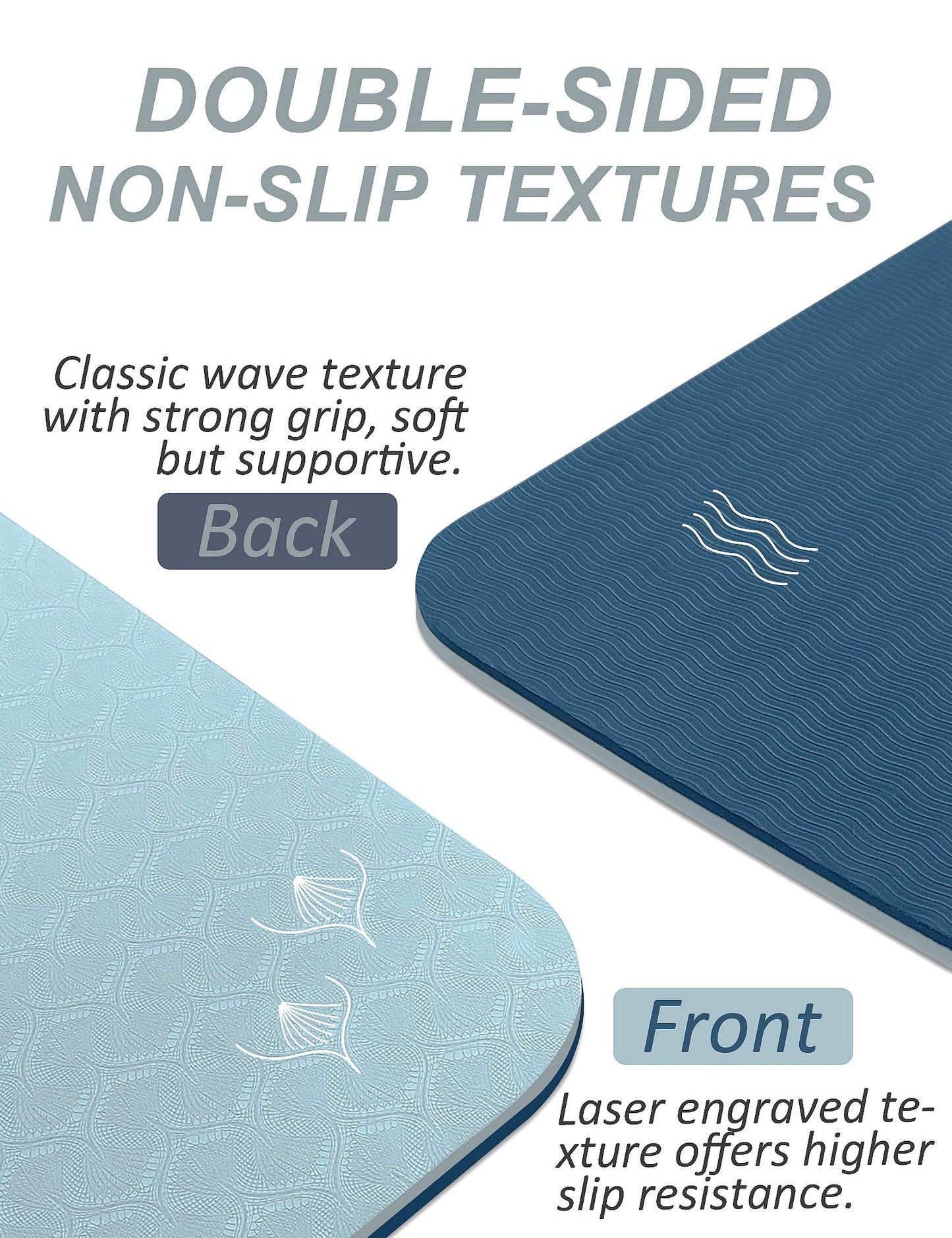 BEAUTYOVO 1/3" Thick Non-Slip Yoga Mat with Strap