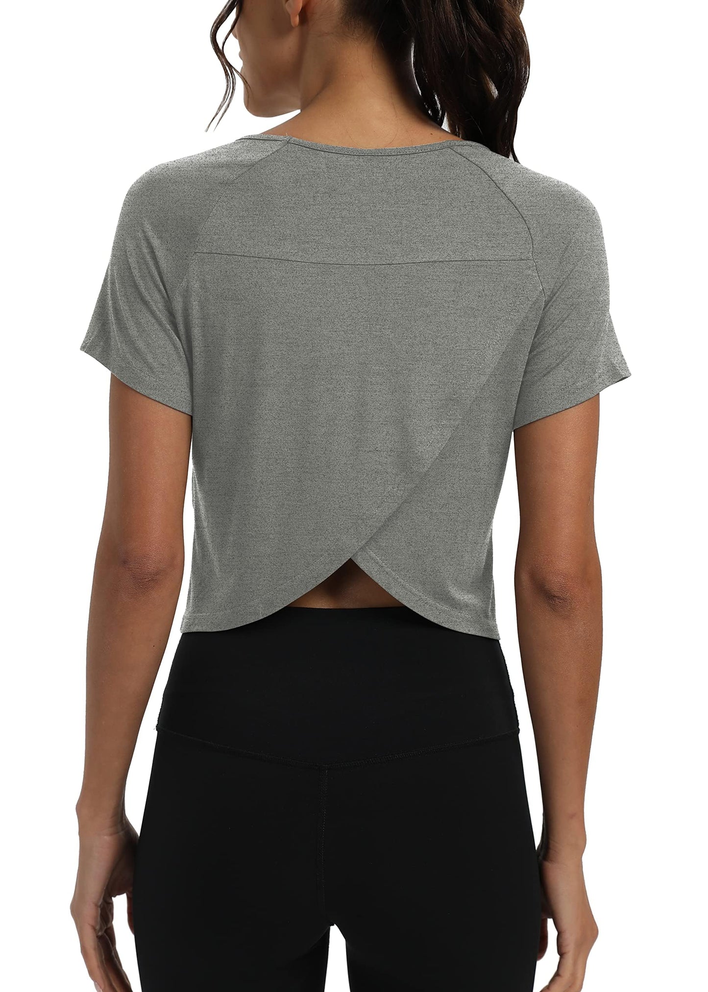 Mippo Women’s Cropped Split Back Workout Top
