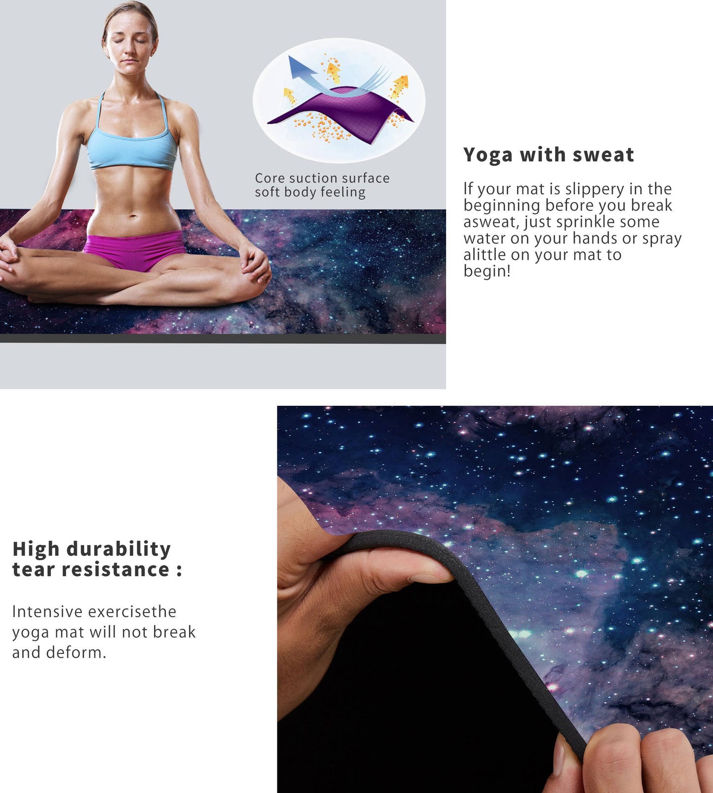 Cifupy Double-Sided Non-Slip Yoga Mat with Strap & Bag