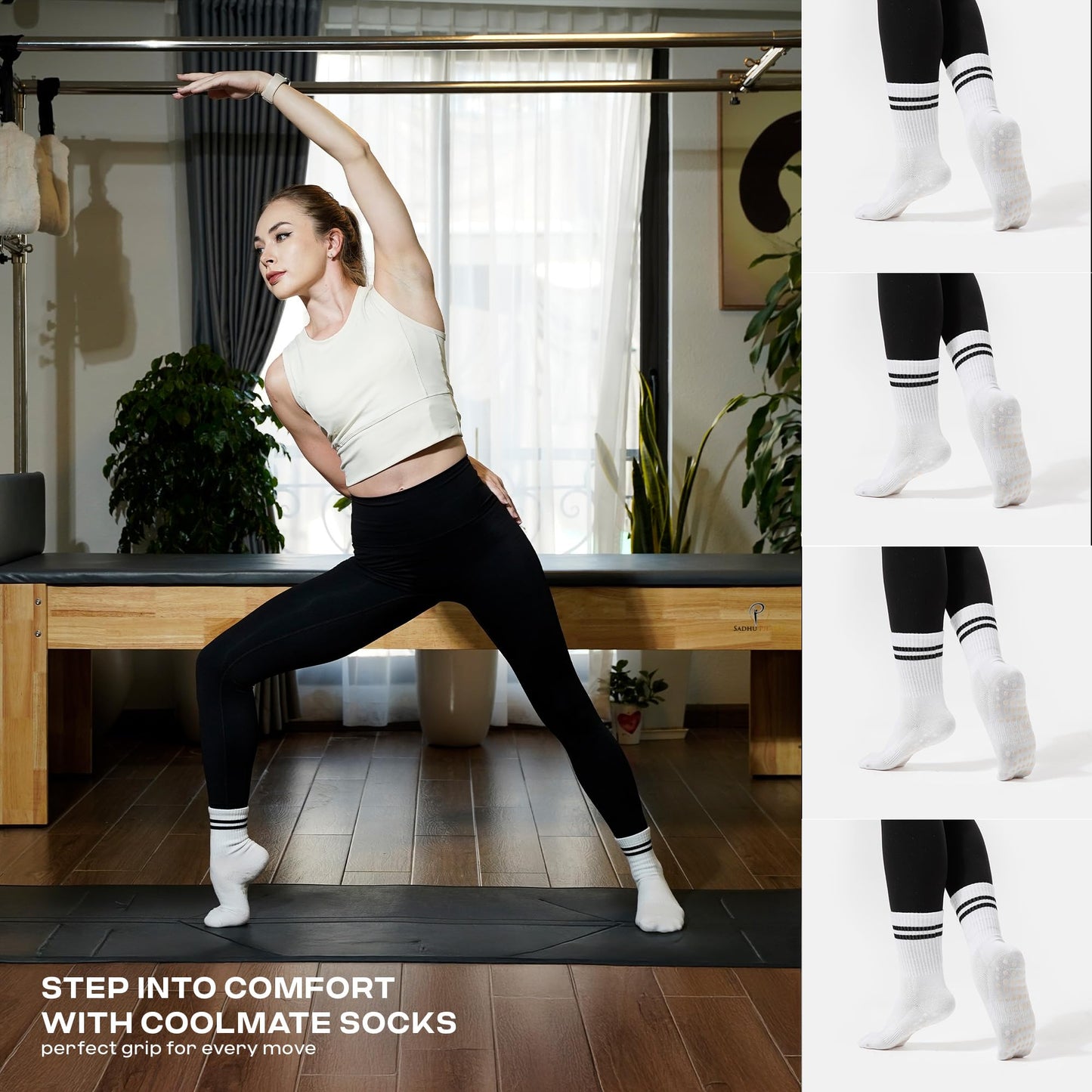 CoolMate Women’s Non-Slip Pilates Yoga Socks