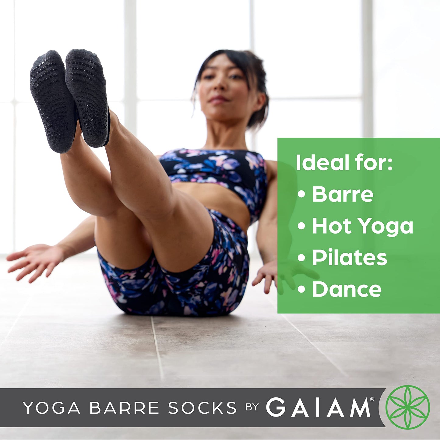 Gaiam Grippy Studio Yoga Socks for Better Grip
