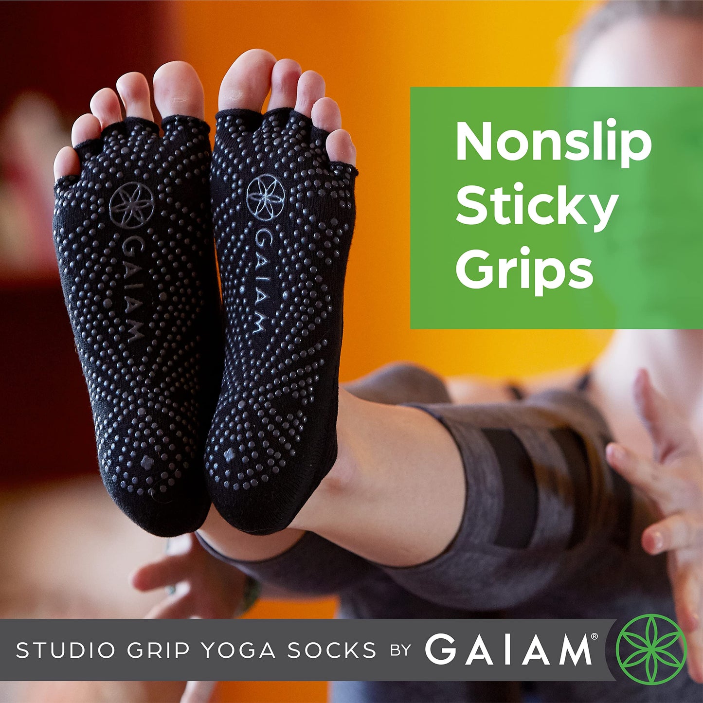 Gaiam Grippy Studio Yoga Socks for Better Grip