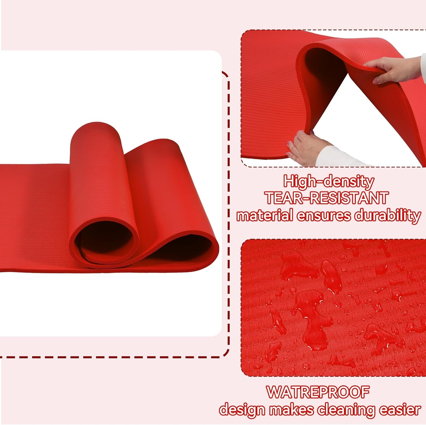 Extra Thick 1/2" High-Density Yoga Mat with Strap