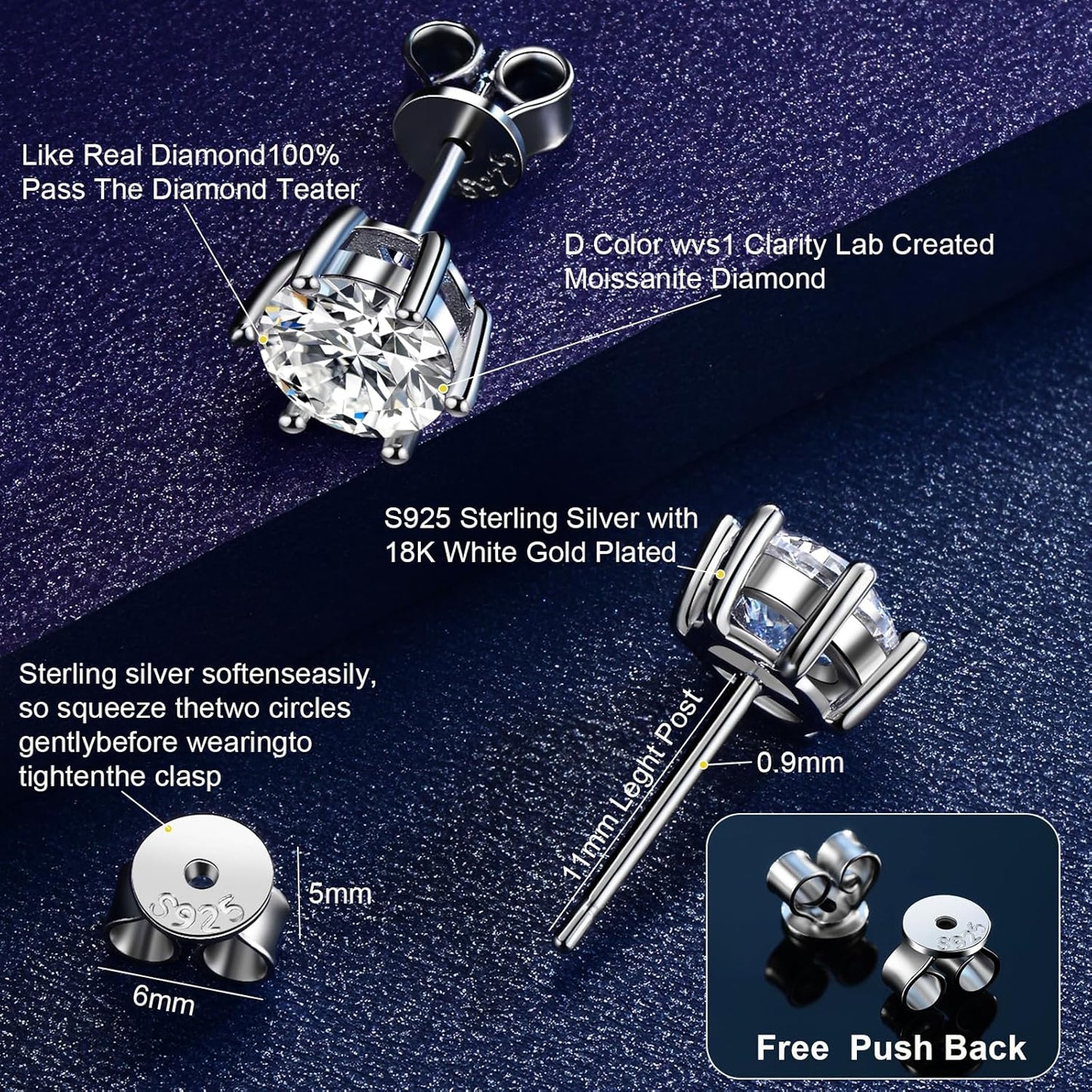 Rose Gold Heart Pendant & Moissanite Earrings Set