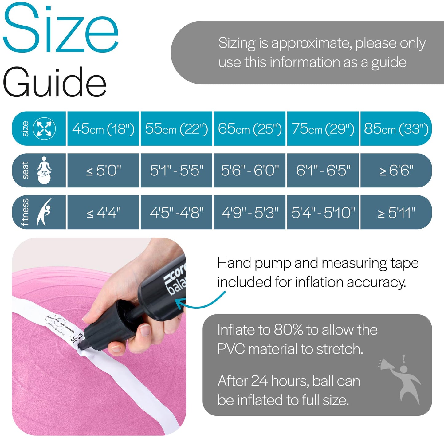 Exercise Ball – Anti-Burst, Slip-Resistant, with Pump