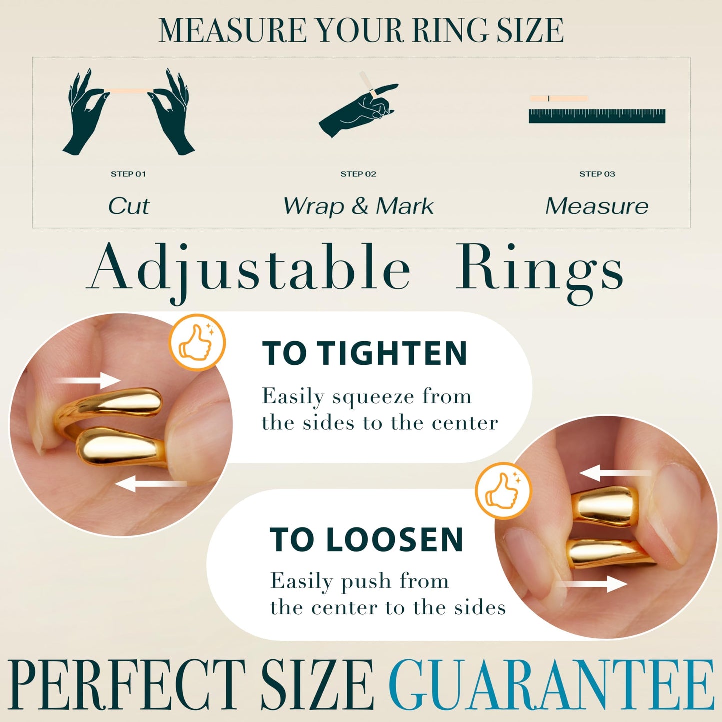 Gold Chunky Adjustable Rings