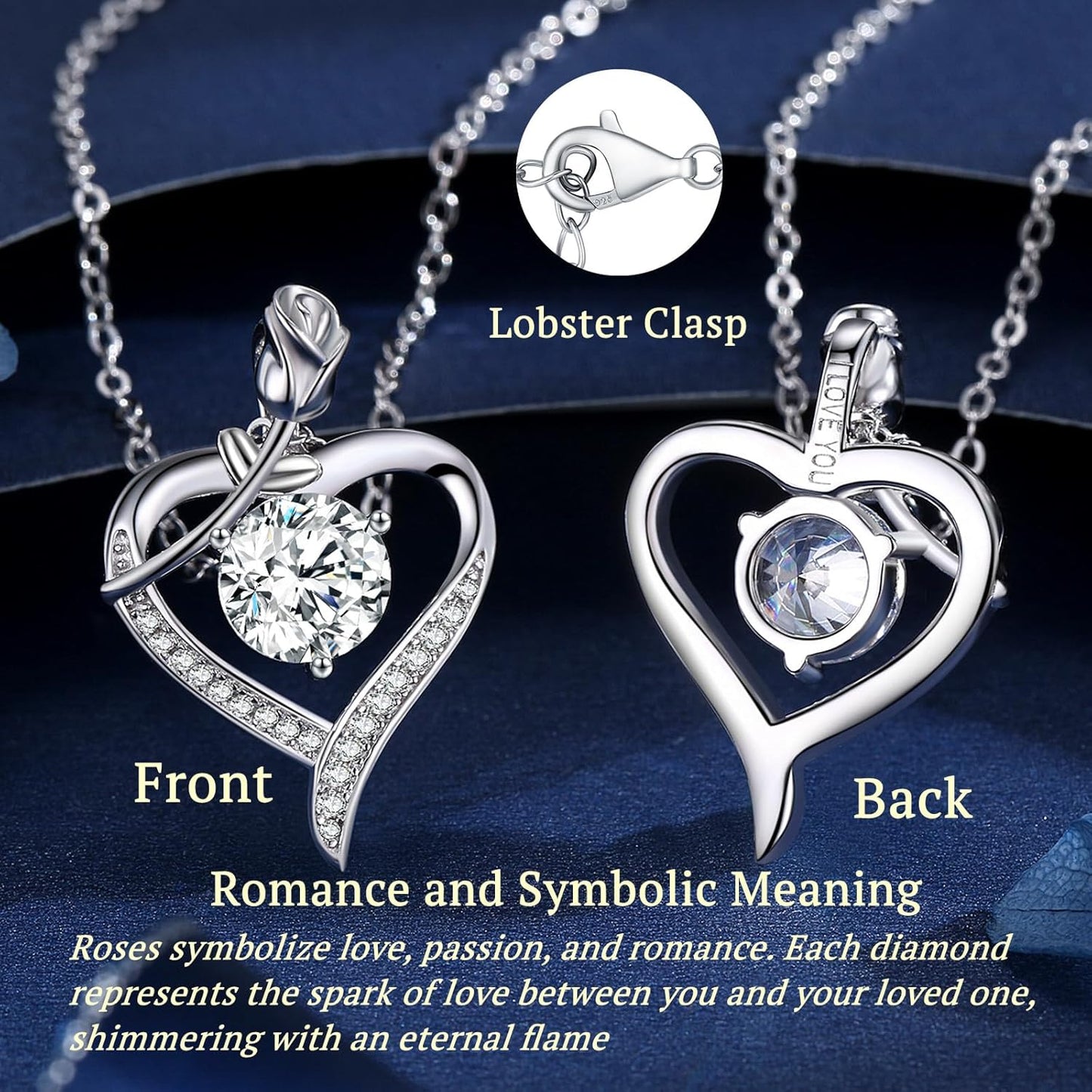 Diamond Rose Pendant & Moissanite Earrings Set