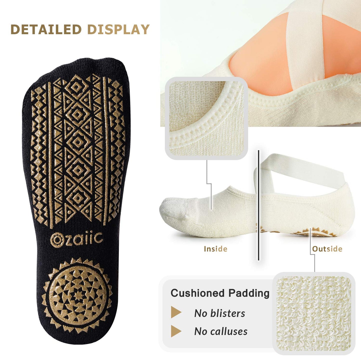 Ozaiic Non-Slip Yoga Socks for Women