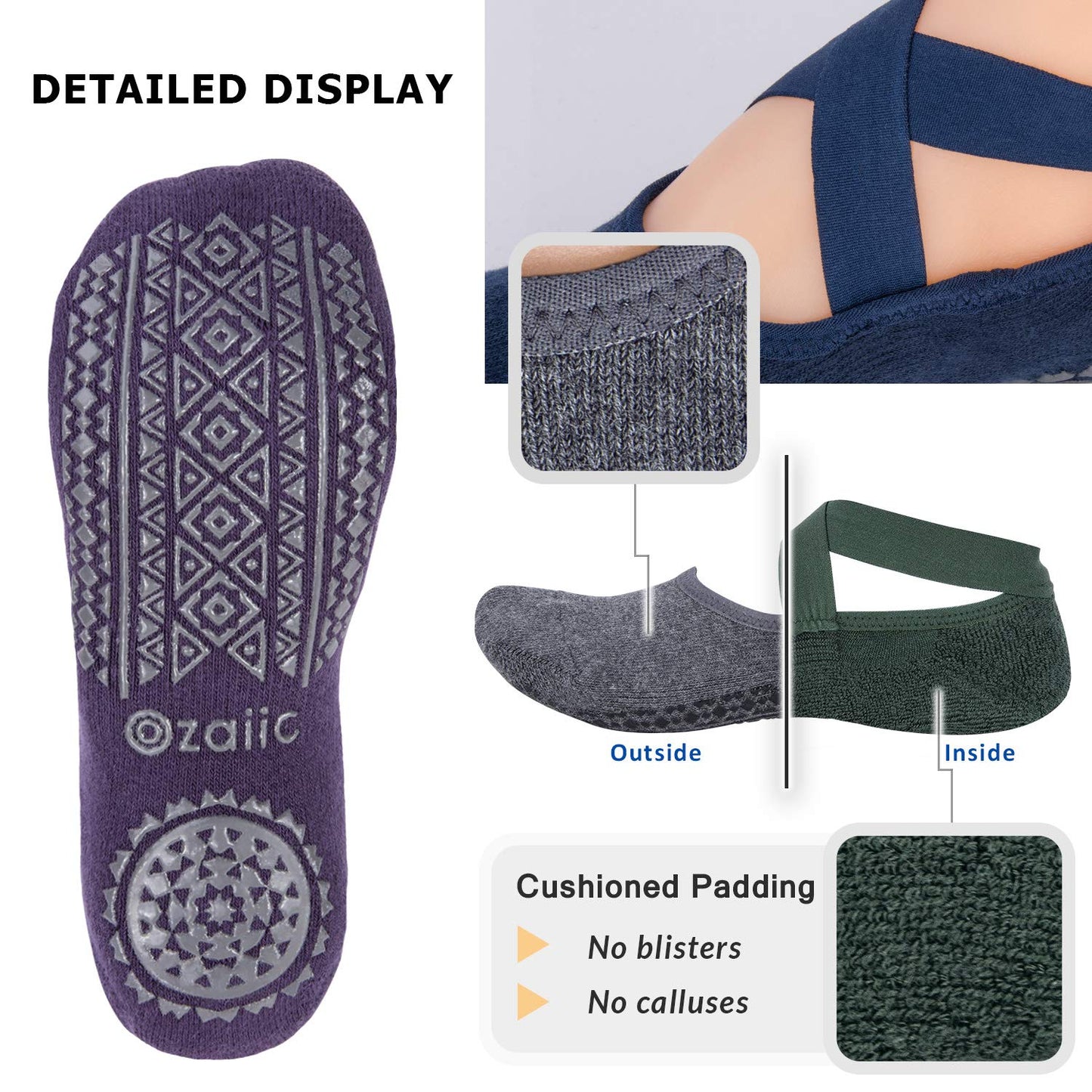 Ozaiic Non-Slip Yoga Socks for Women