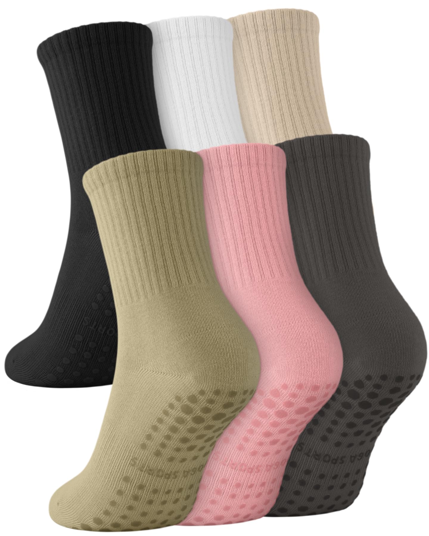 6 Pairs Women’s Non-Slip Pilates & Yoga Socks