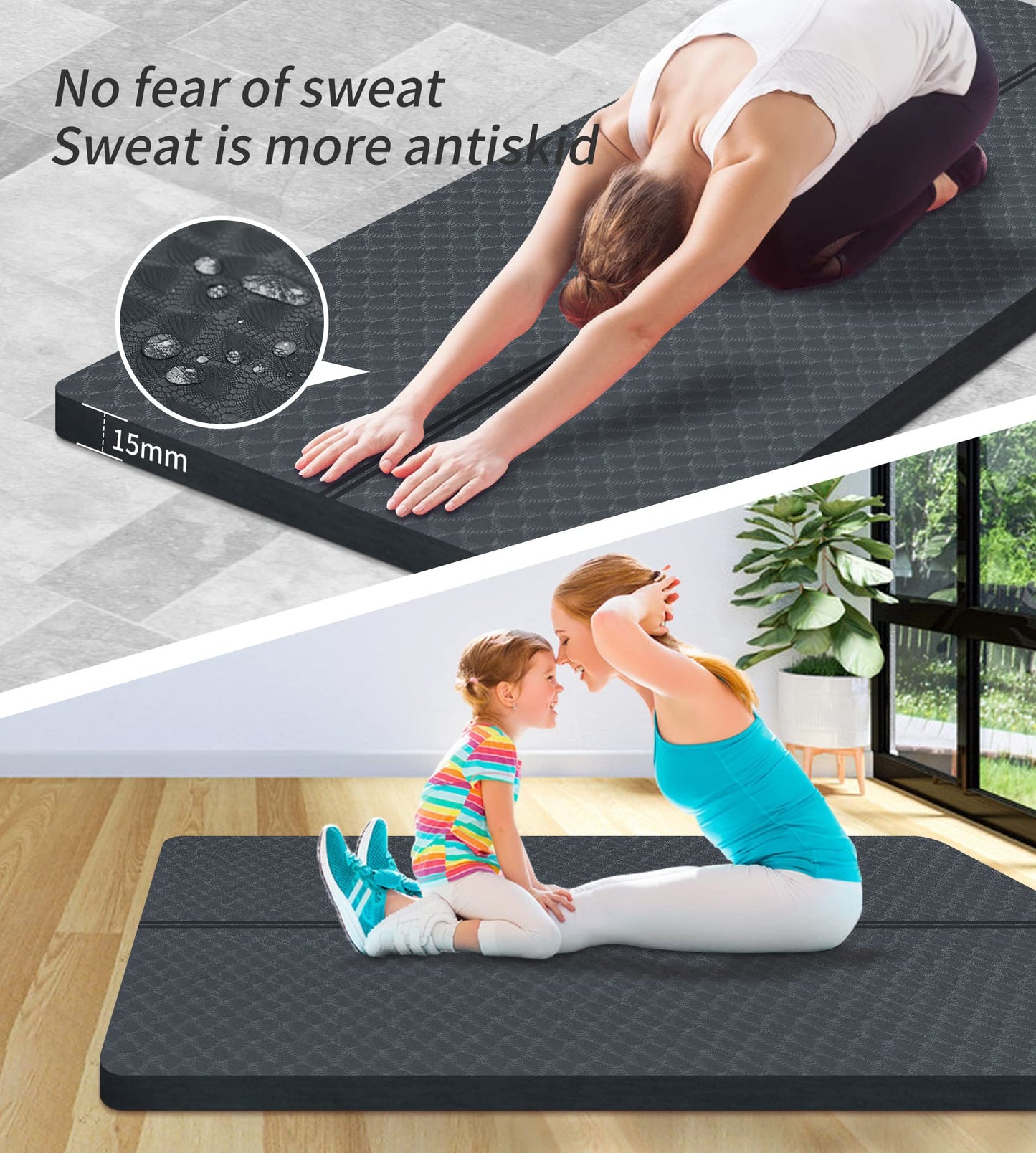 Nuveti Large Thick Yoga & Exercise Mat with Bag