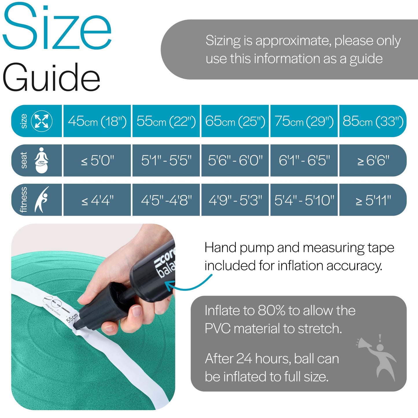 Exercise Ball – Anti-Burst, Slip-Resistant, with Pump