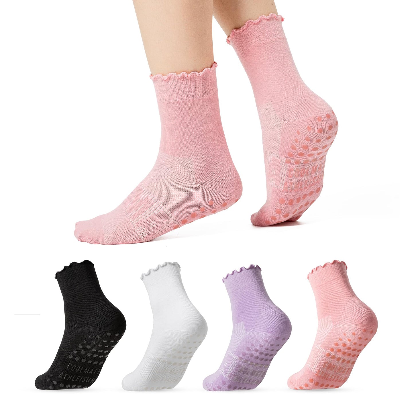 CoolMate Women’s Non-Slip Pilates Yoga Socks