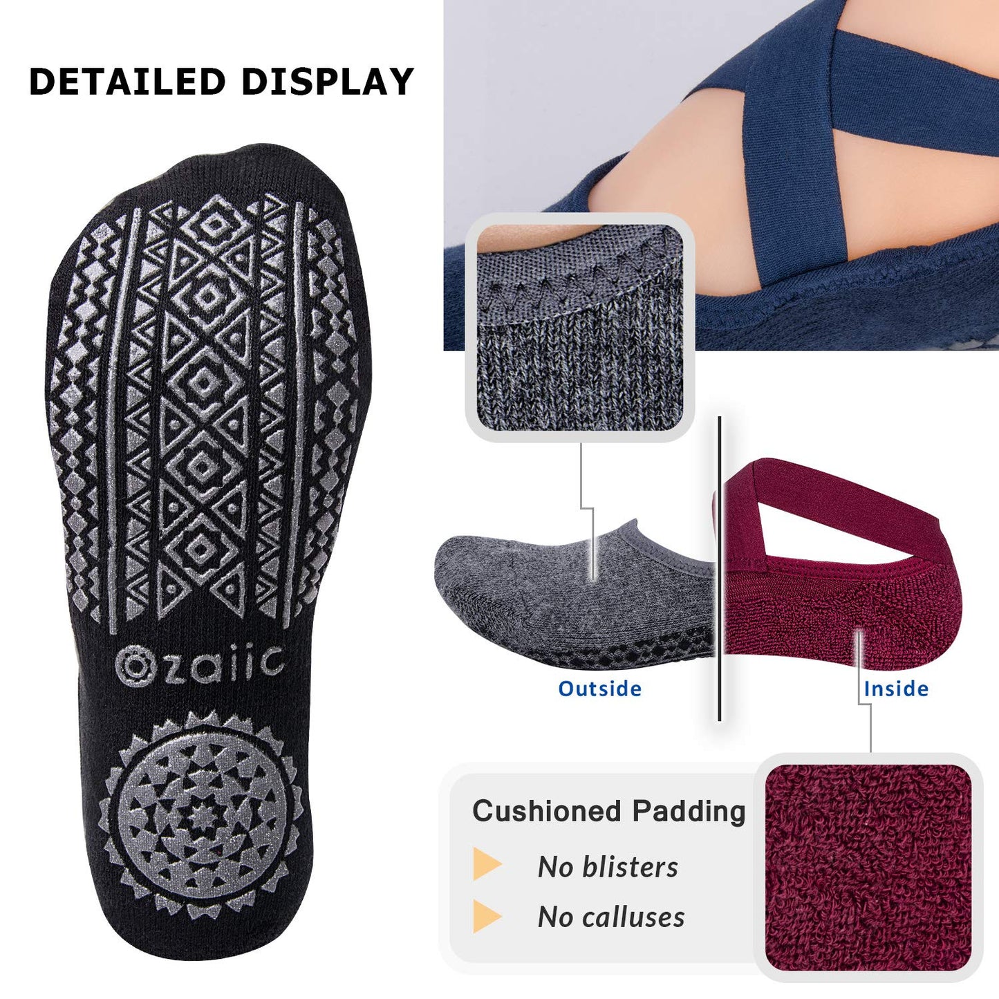 Ozaiic Non-Slip Yoga Socks for Women