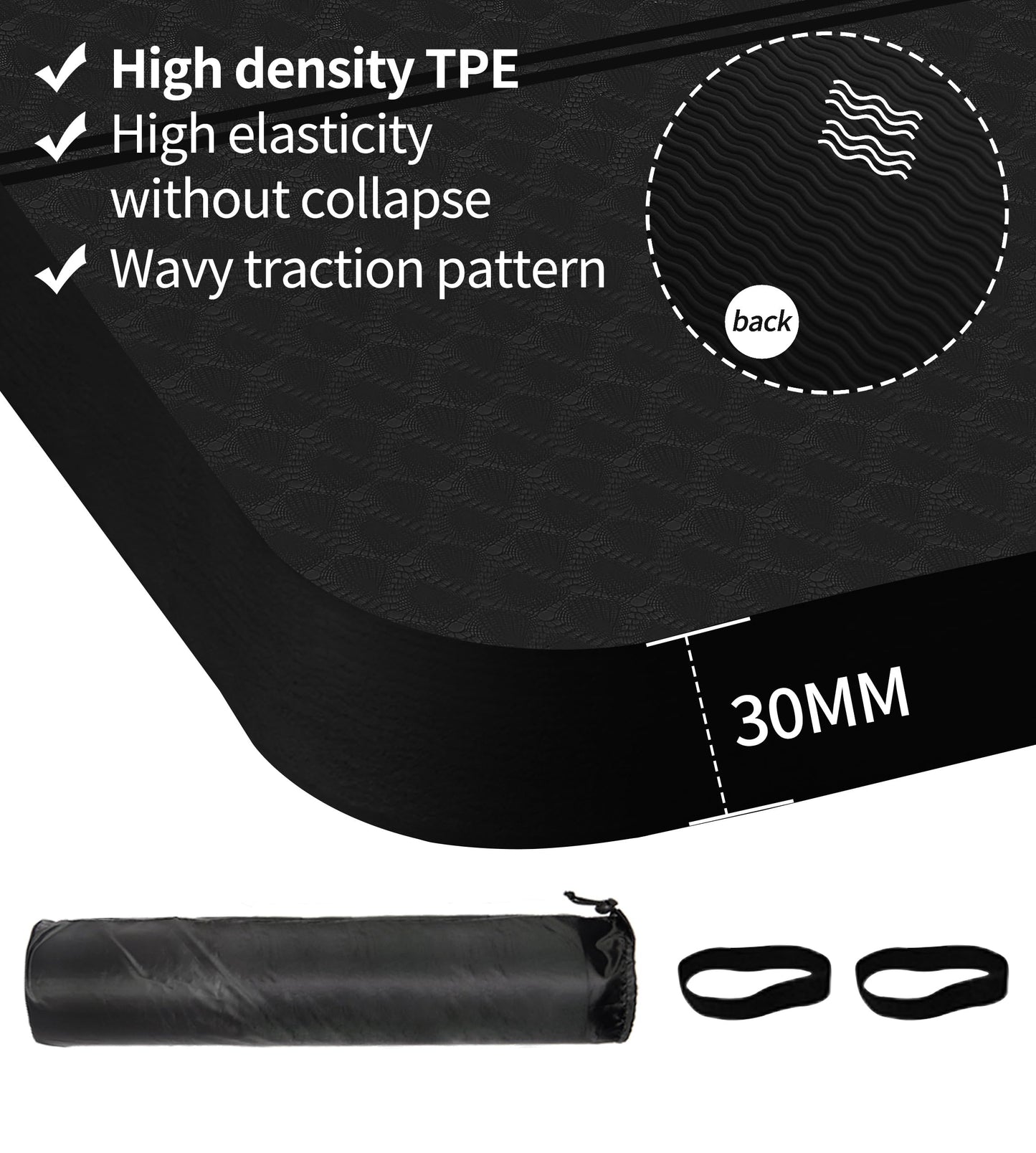 Nuveti Large Thick Yoga & Exercise Mat with Bag