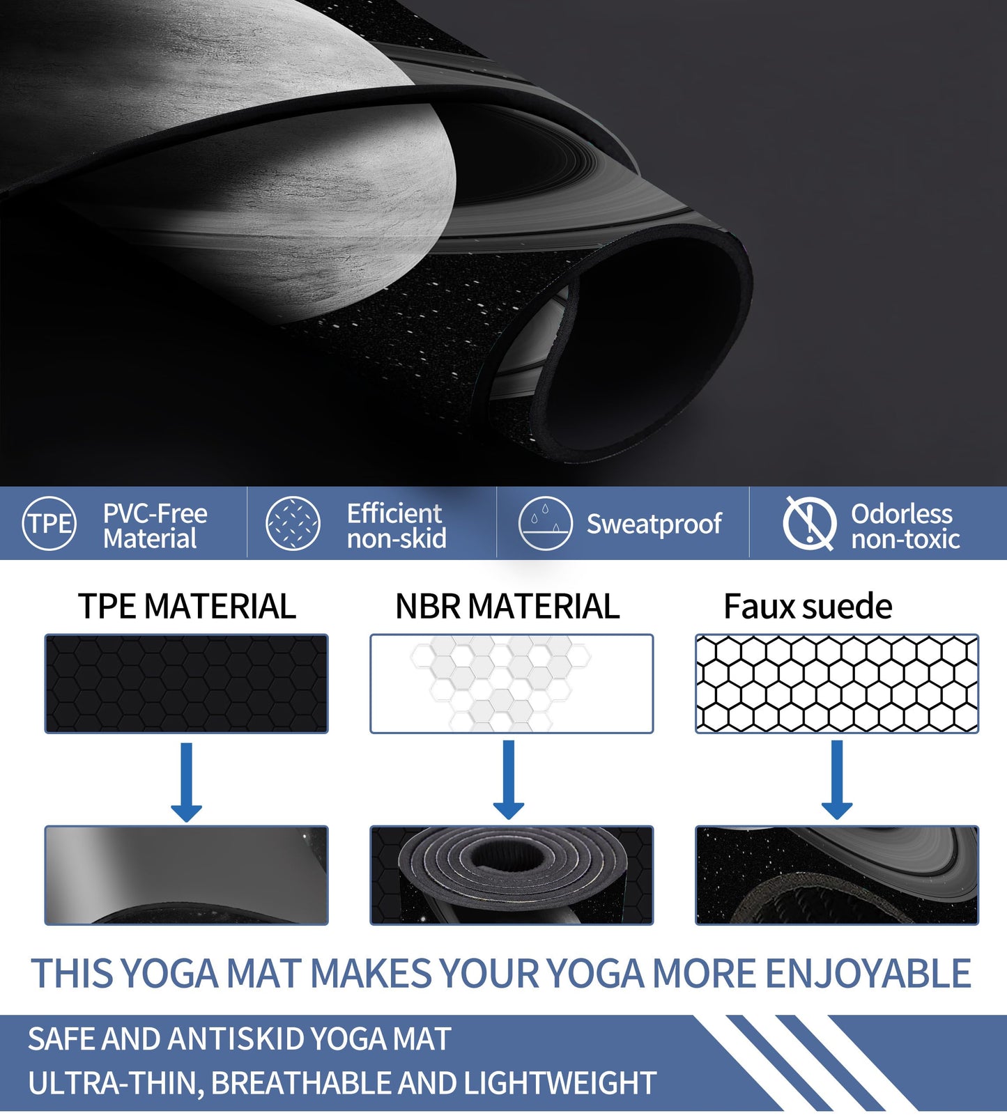 Cifupy Double-Sided Non-Slip Yoga Mat with Strap & Bag