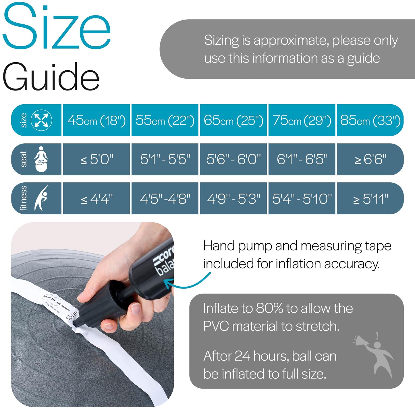 Exercise Ball – Anti-Burst, Slip-Resistant, with Pump