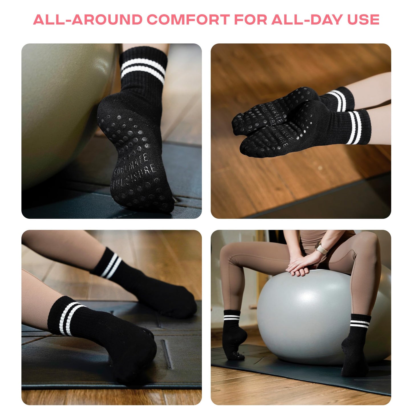 CoolMate Women’s Non-Slip Pilates Yoga Socks