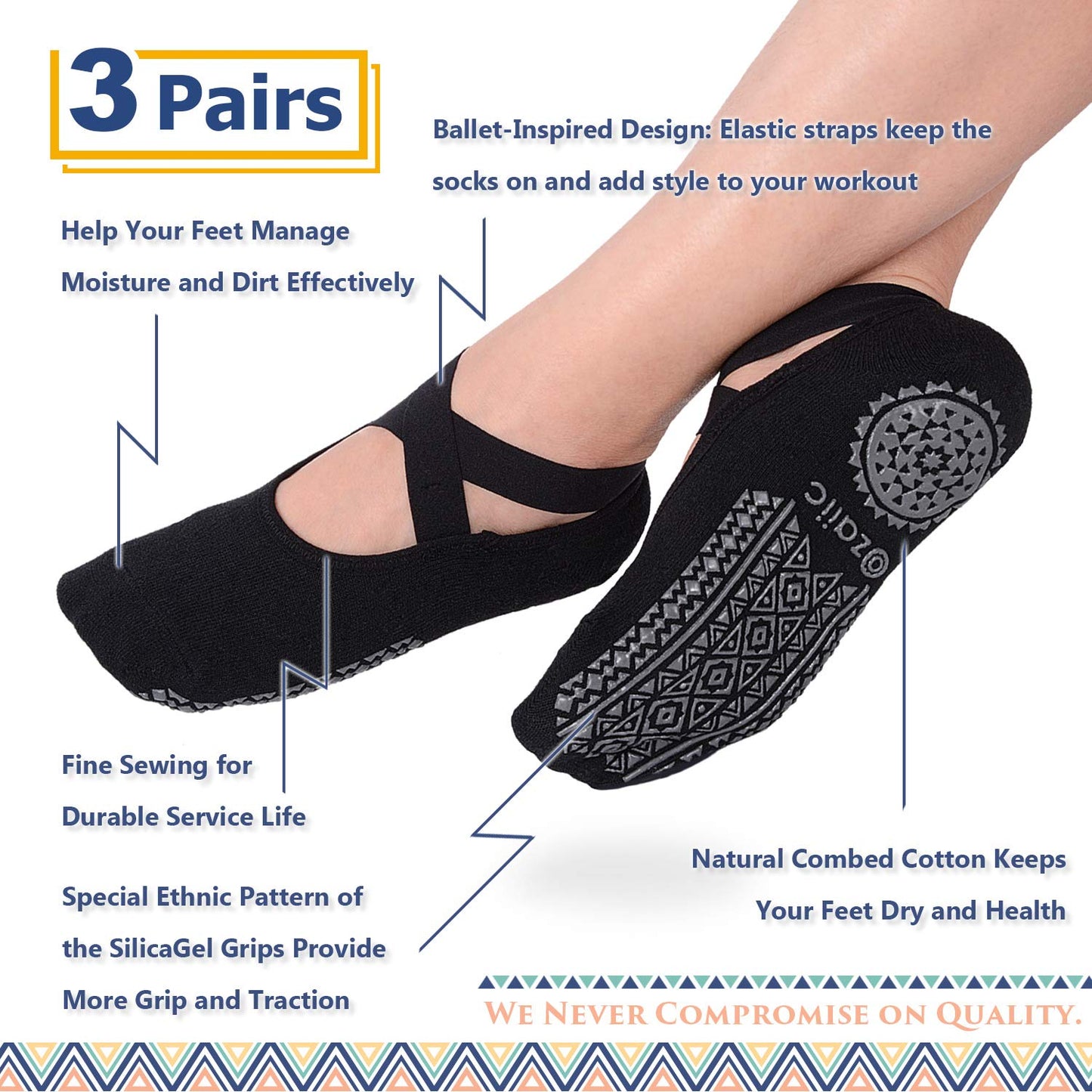 Ozaiic Non-Slip Yoga Socks for Women