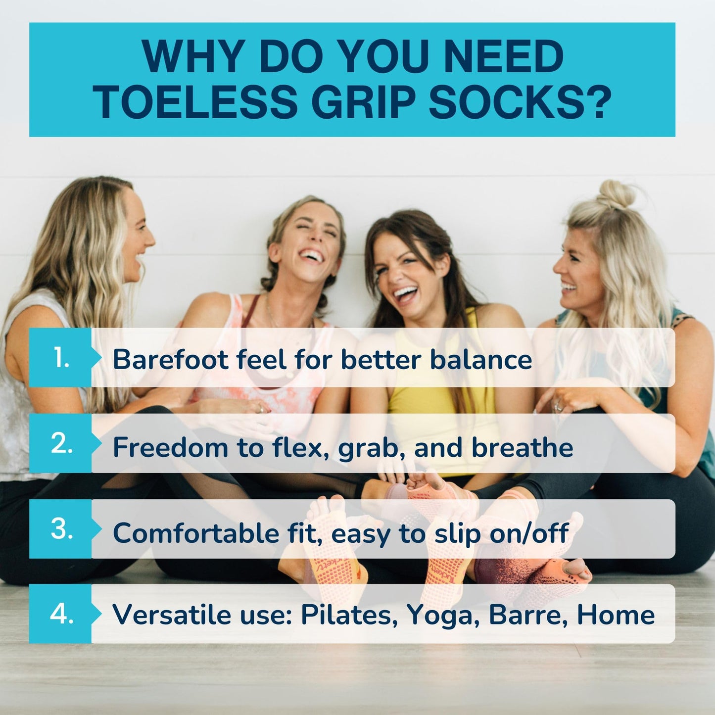 Tucketts Toeless Grip Pilates Socks for Women
