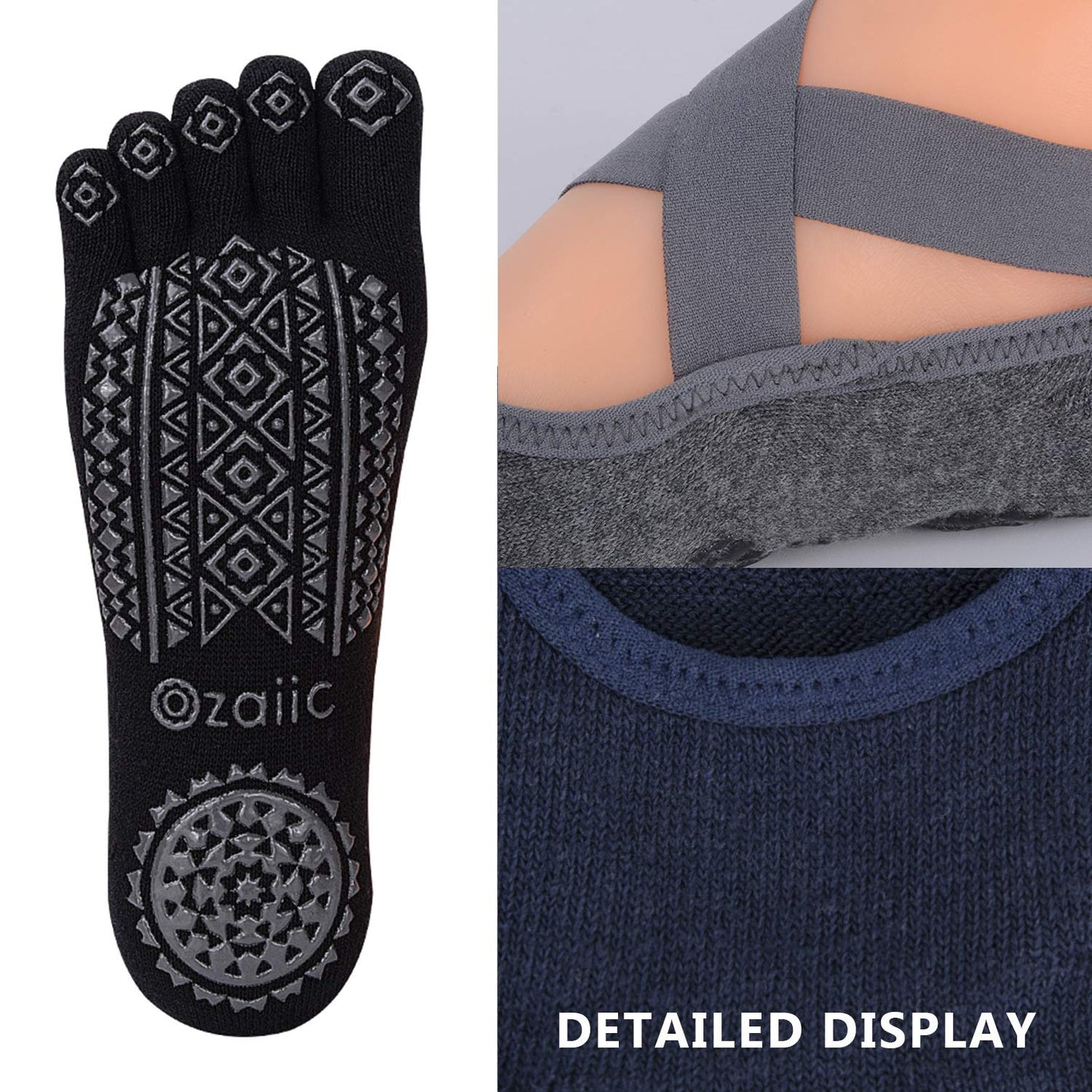 Ozaiic Women’s Non-Slip Yoga Socks with Grips