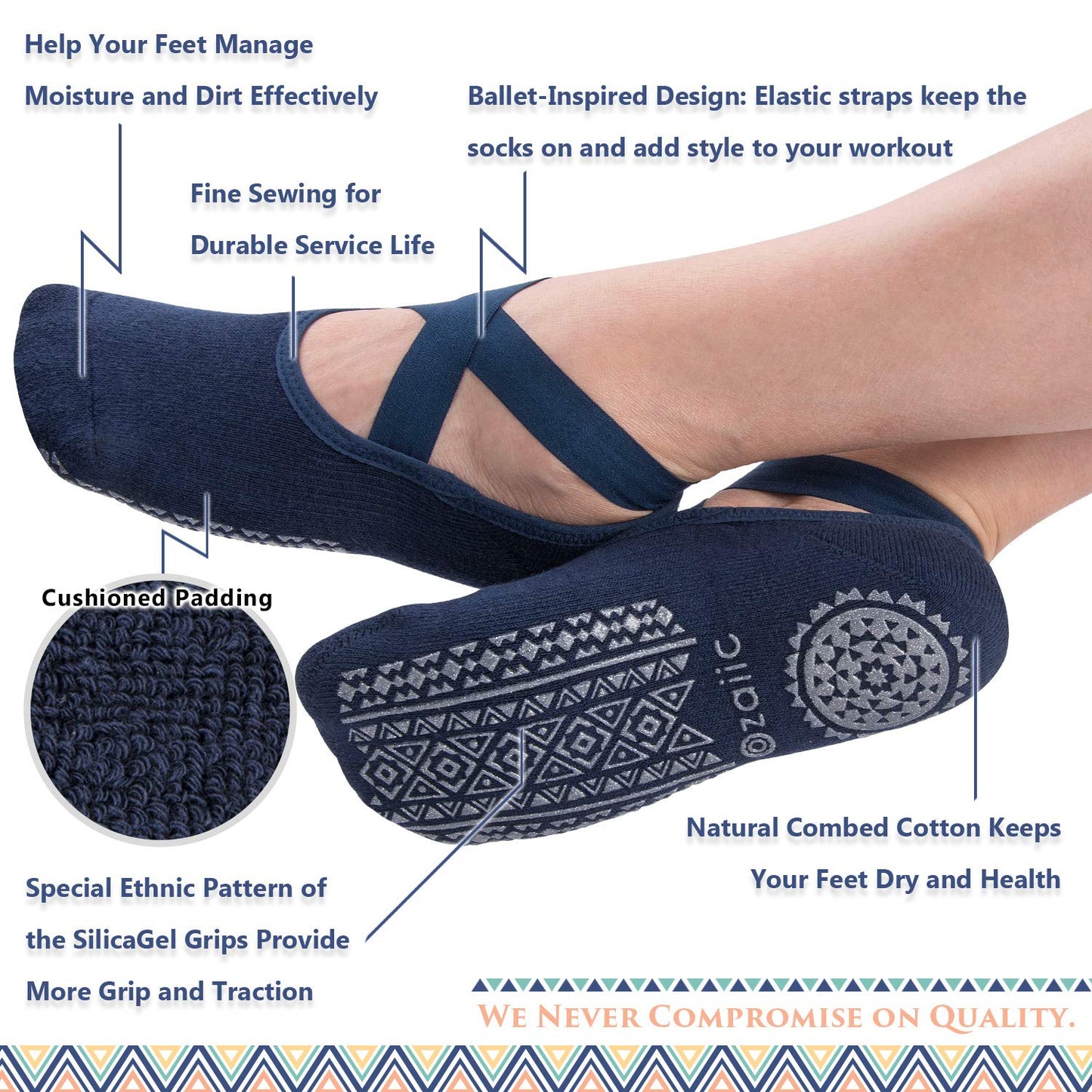 Ozaiic Non-Slip Yoga Socks for Women
