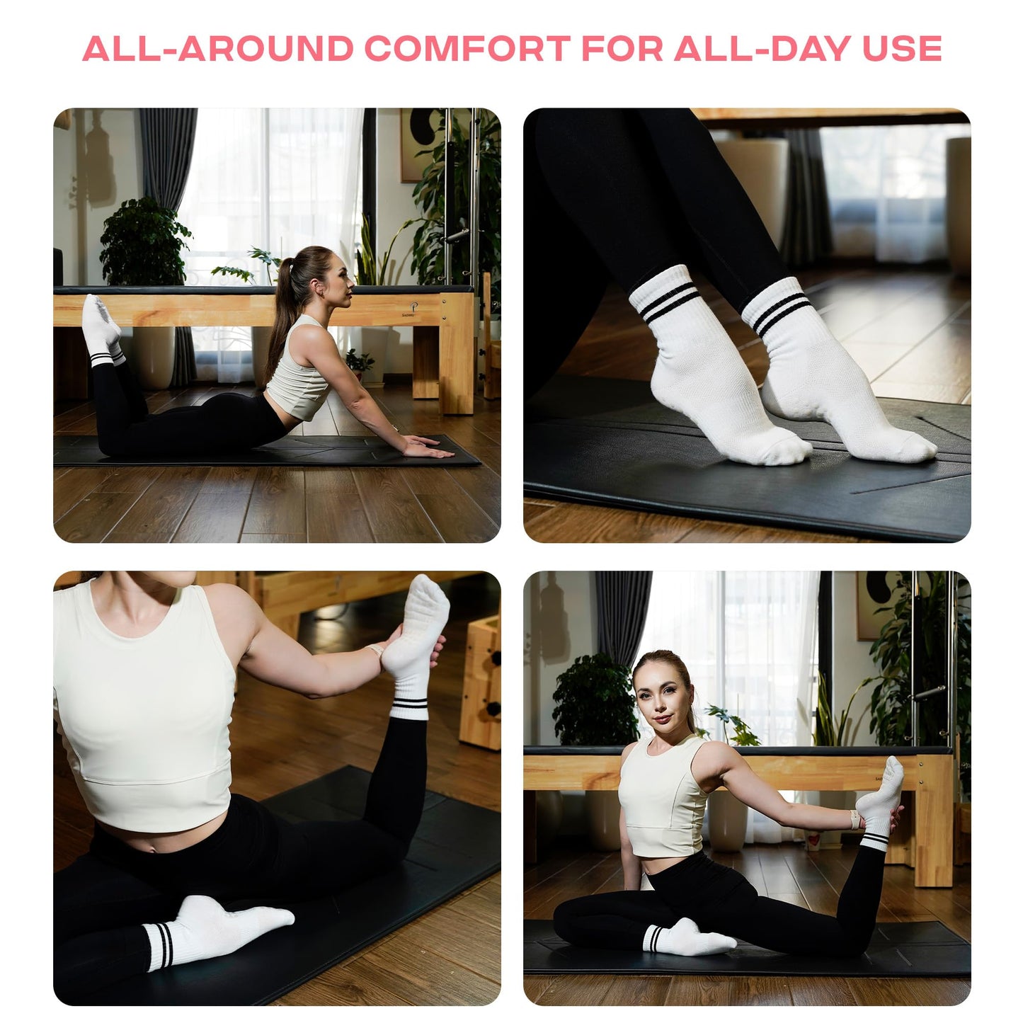 CoolMate Women’s Non-Slip Pilates Yoga Socks