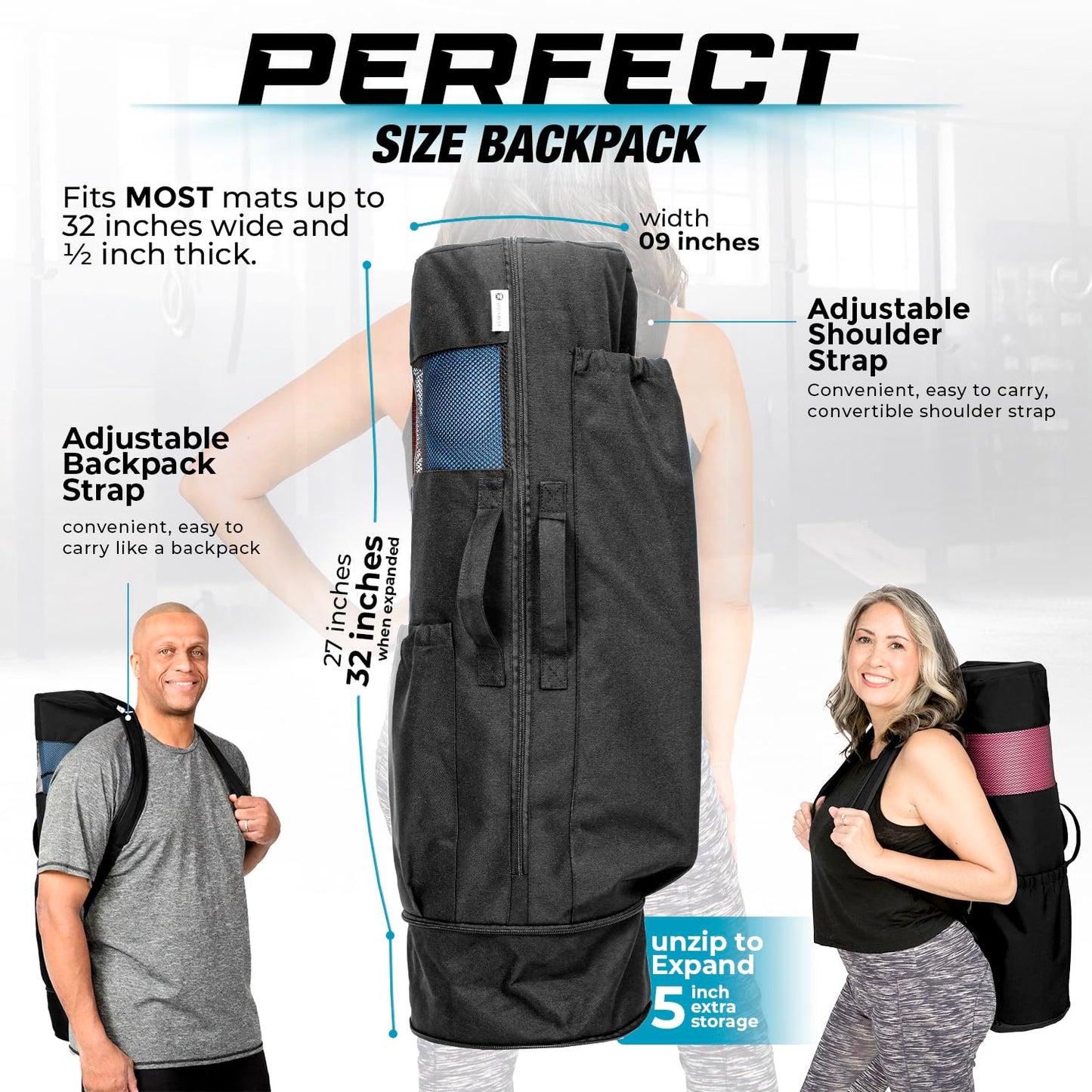 MAGNILAY Yoga Mat Bag with Adjustable Strap & Pockets