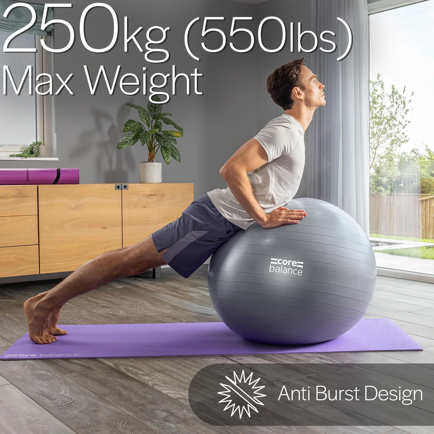 Exercise Ball – Anti-Burst, Slip-Resistant, with Pump