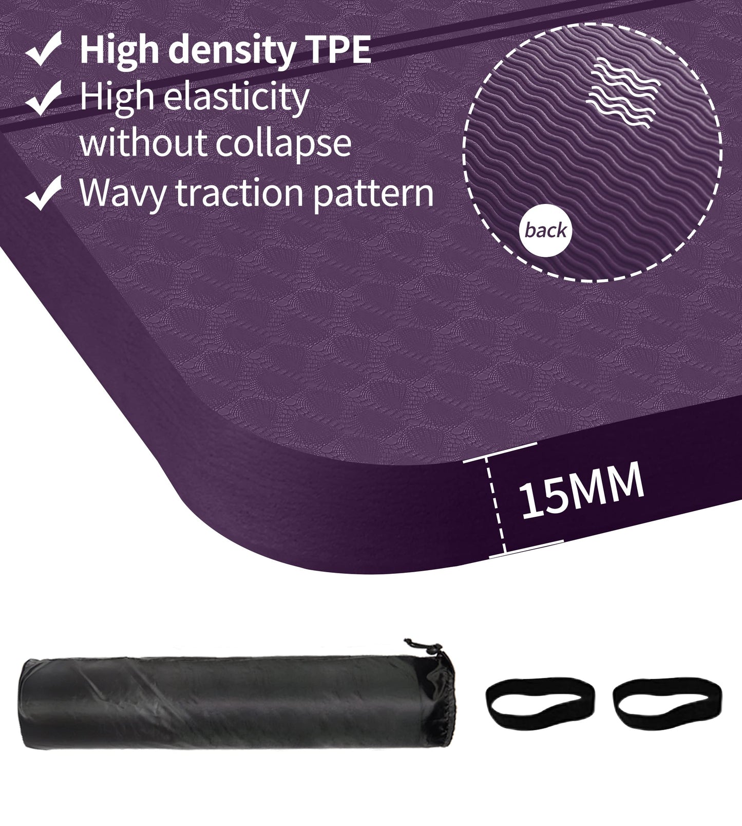 Nuveti Large Thick Yoga & Exercise Mat with Bag