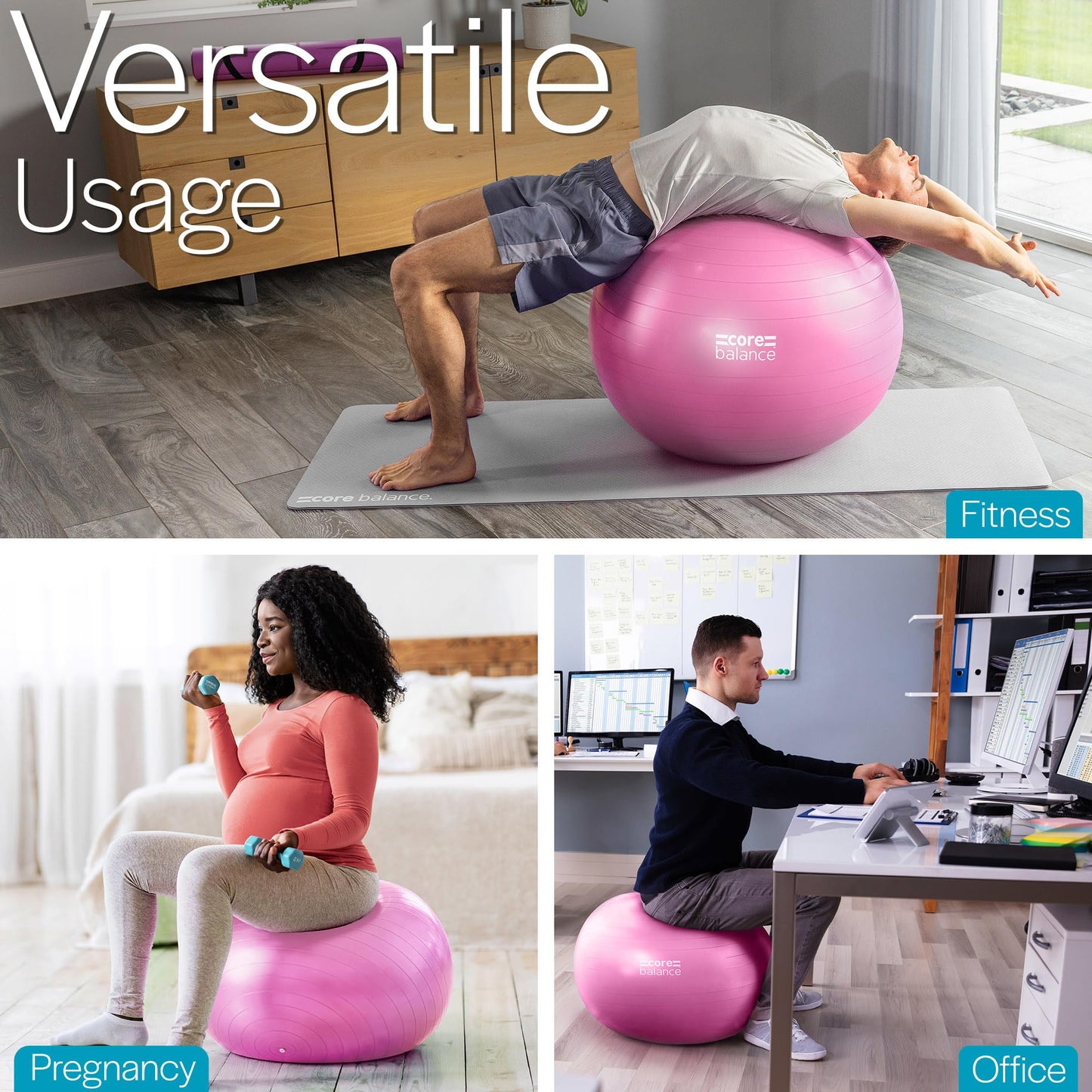 Exercise Ball – Anti-Burst, Slip-Resistant, with Pump