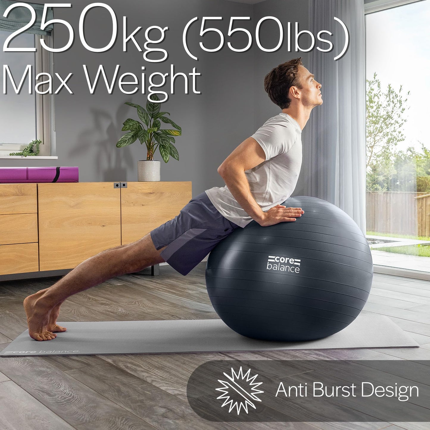 Exercise Ball – Anti-Burst, Slip-Resistant, with Pump