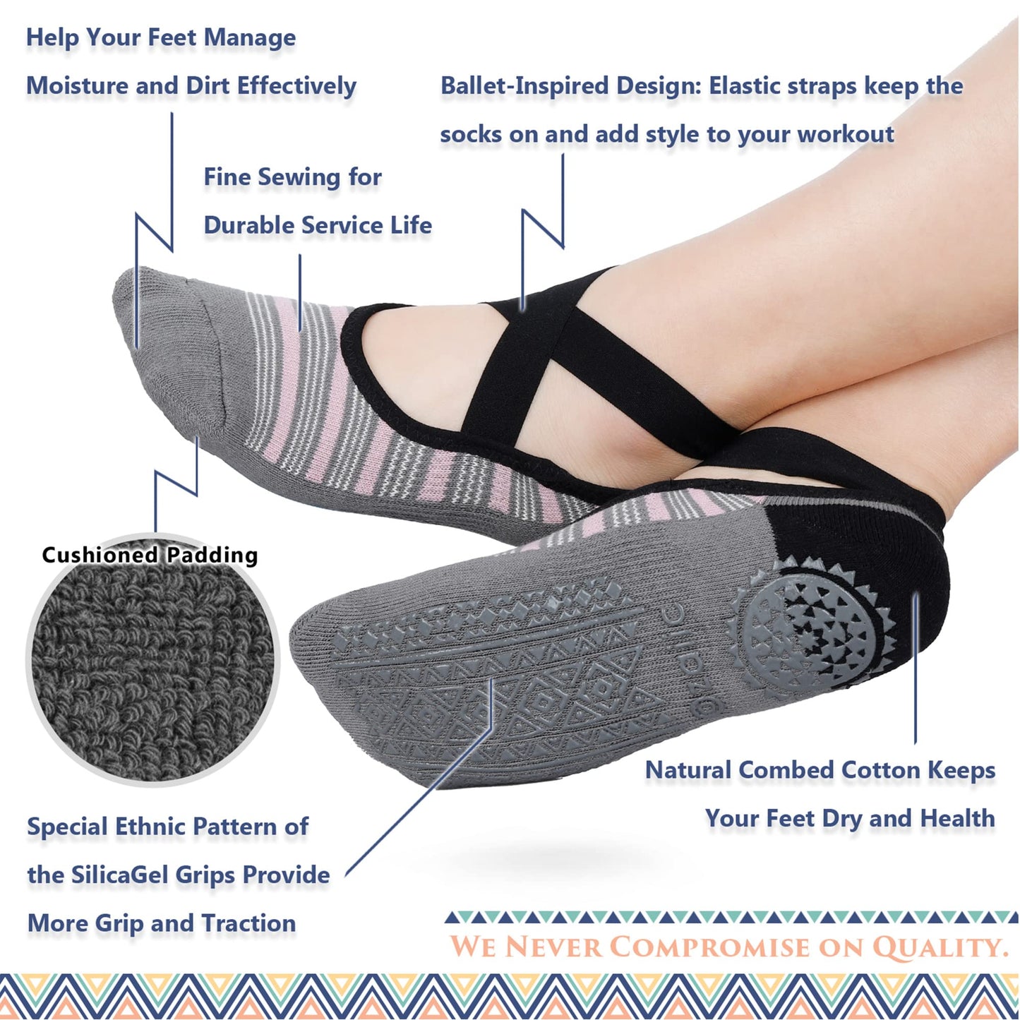 Ozaiic Non-Slip Yoga Socks for Women