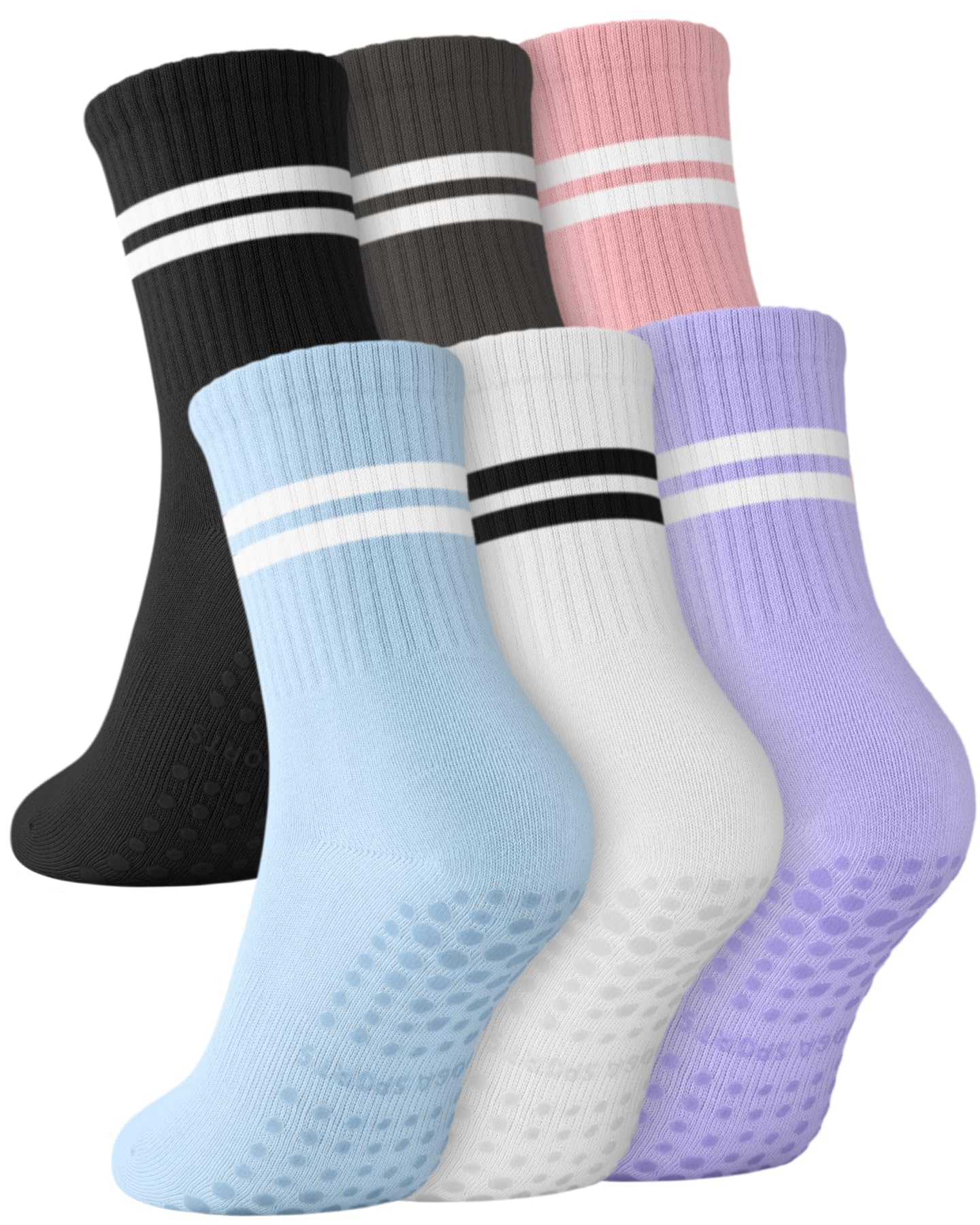 6 Pairs Women’s Non-Slip Pilates & Yoga Socks